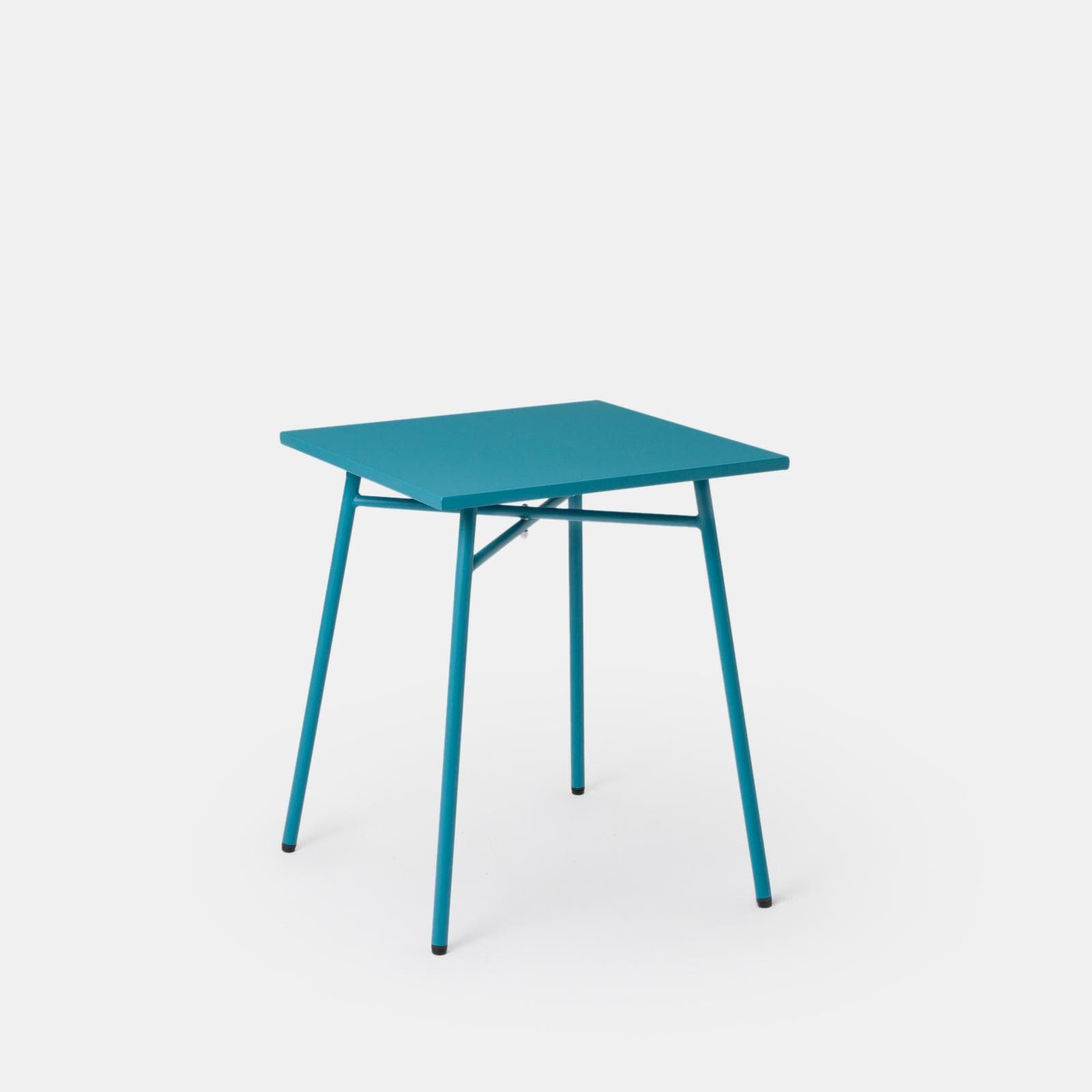 Set bistrot con tavolo 60x60 cm e 2 sedie con braccioli in acciaio blu maldive - Faber