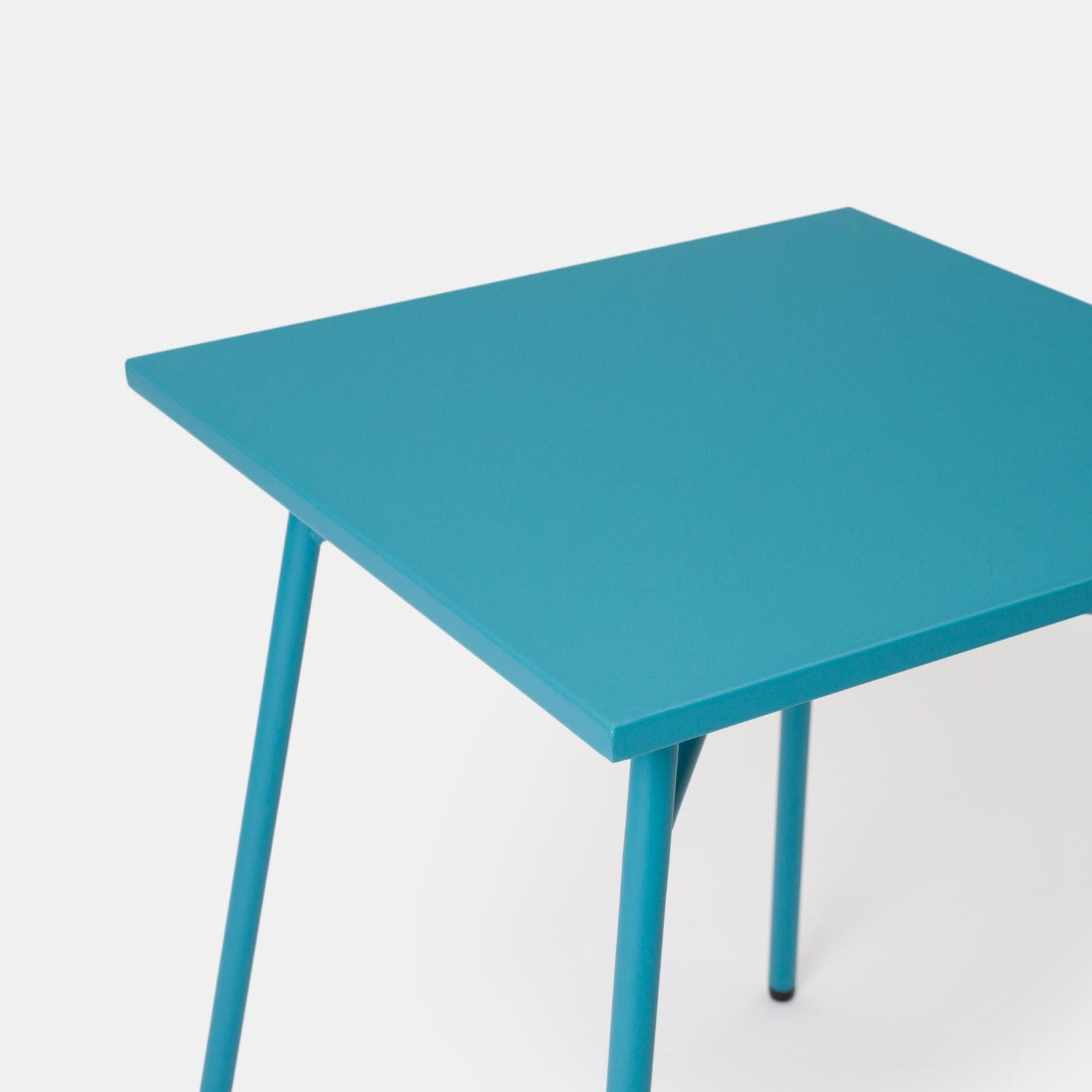 Set bistrot con tavolo 60x60 cm e 2 sedie con braccioli in acciaio blu maldive - Faber