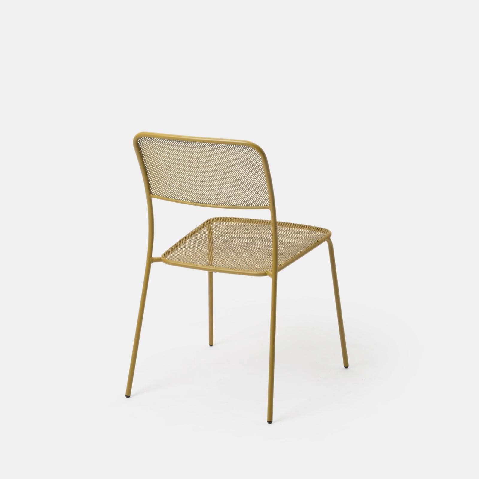 Set bistrot con tavolo 60x60 cm e 2 sedie in acciaio senape - Faber