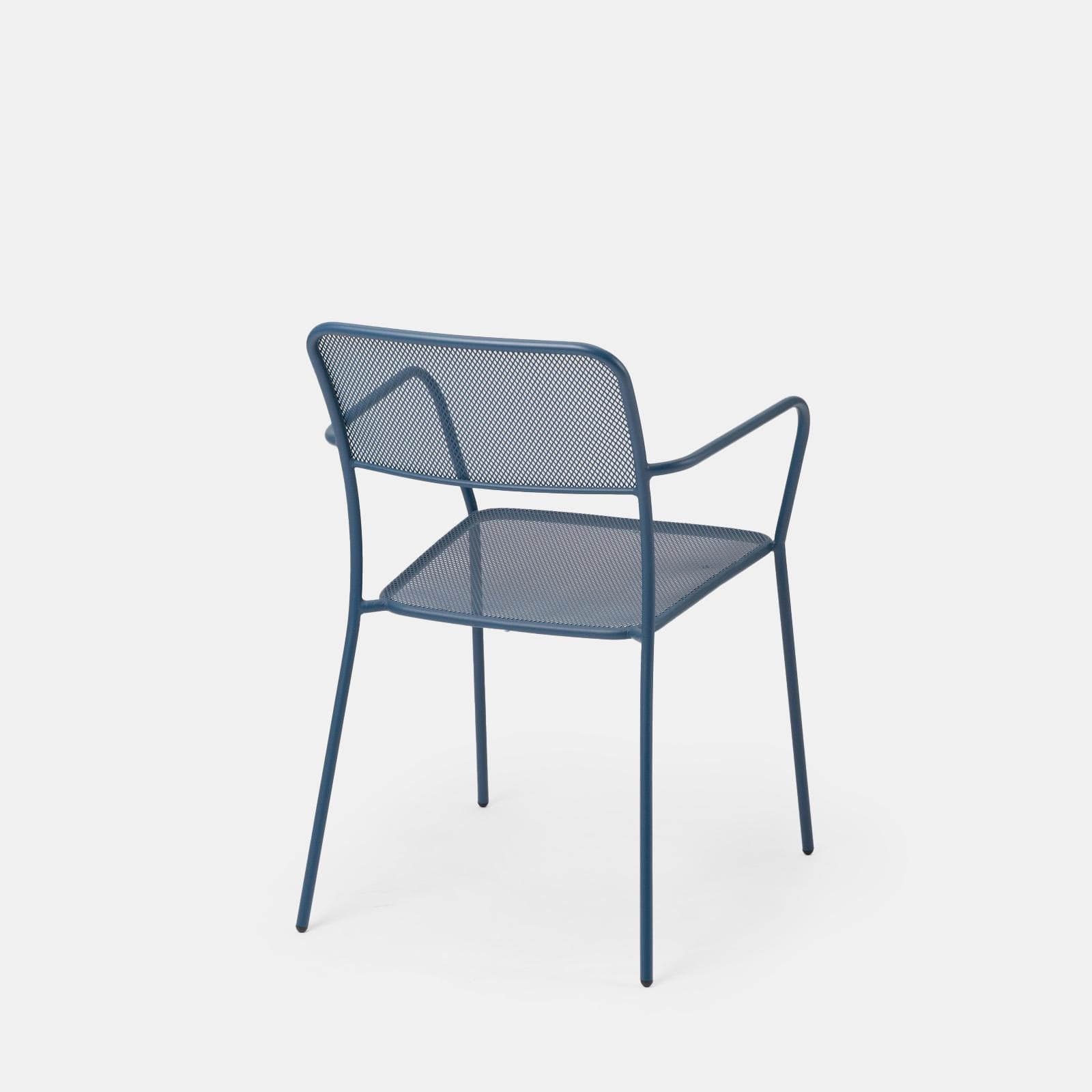 Set bistrot con tavolo 70x70 cm e 2 sedie con braccioli in acciaio blu oceano - Faber