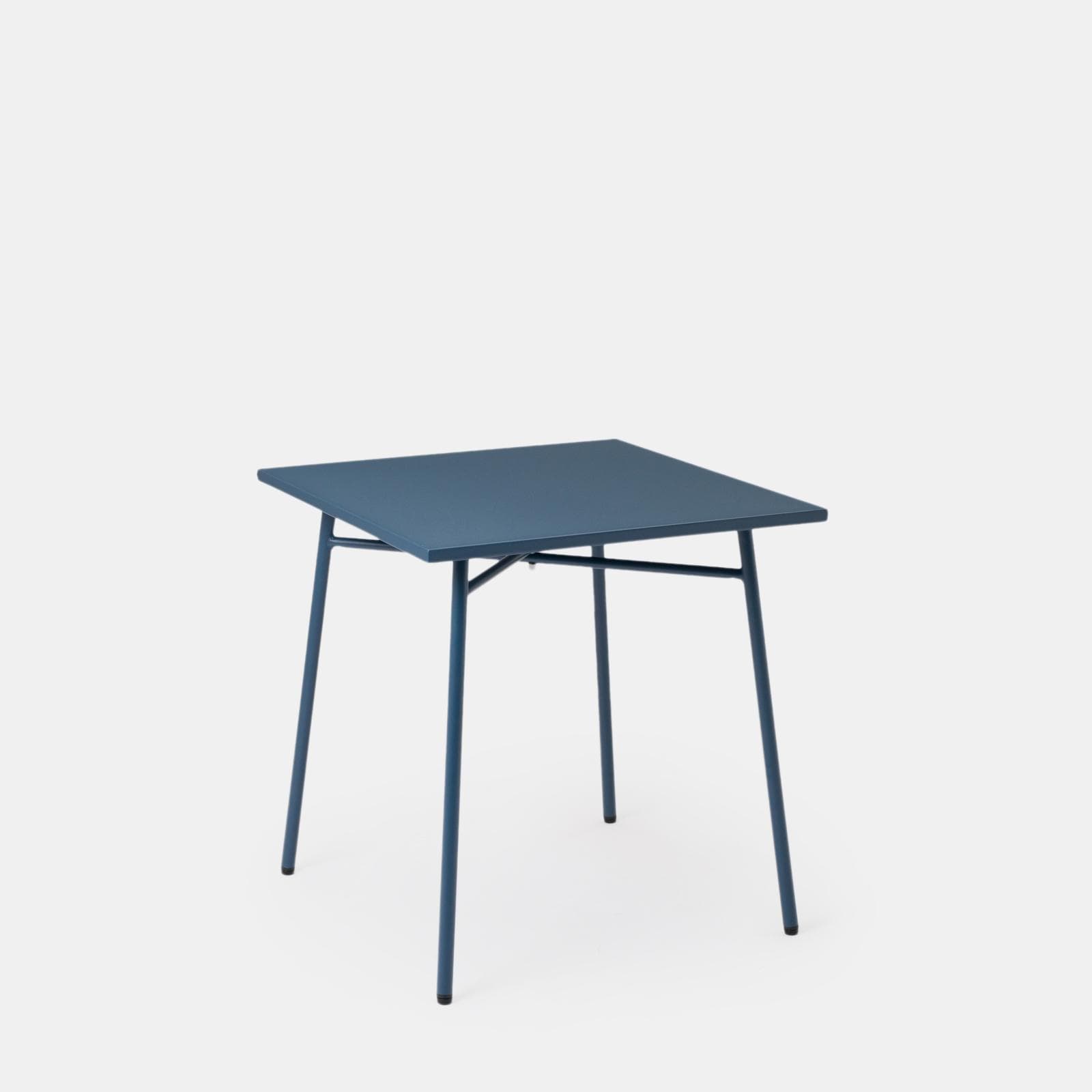 Set bistrot con tavolo 70x70 cm e 2 sedie con braccioli in acciaio blu oceano - Faber