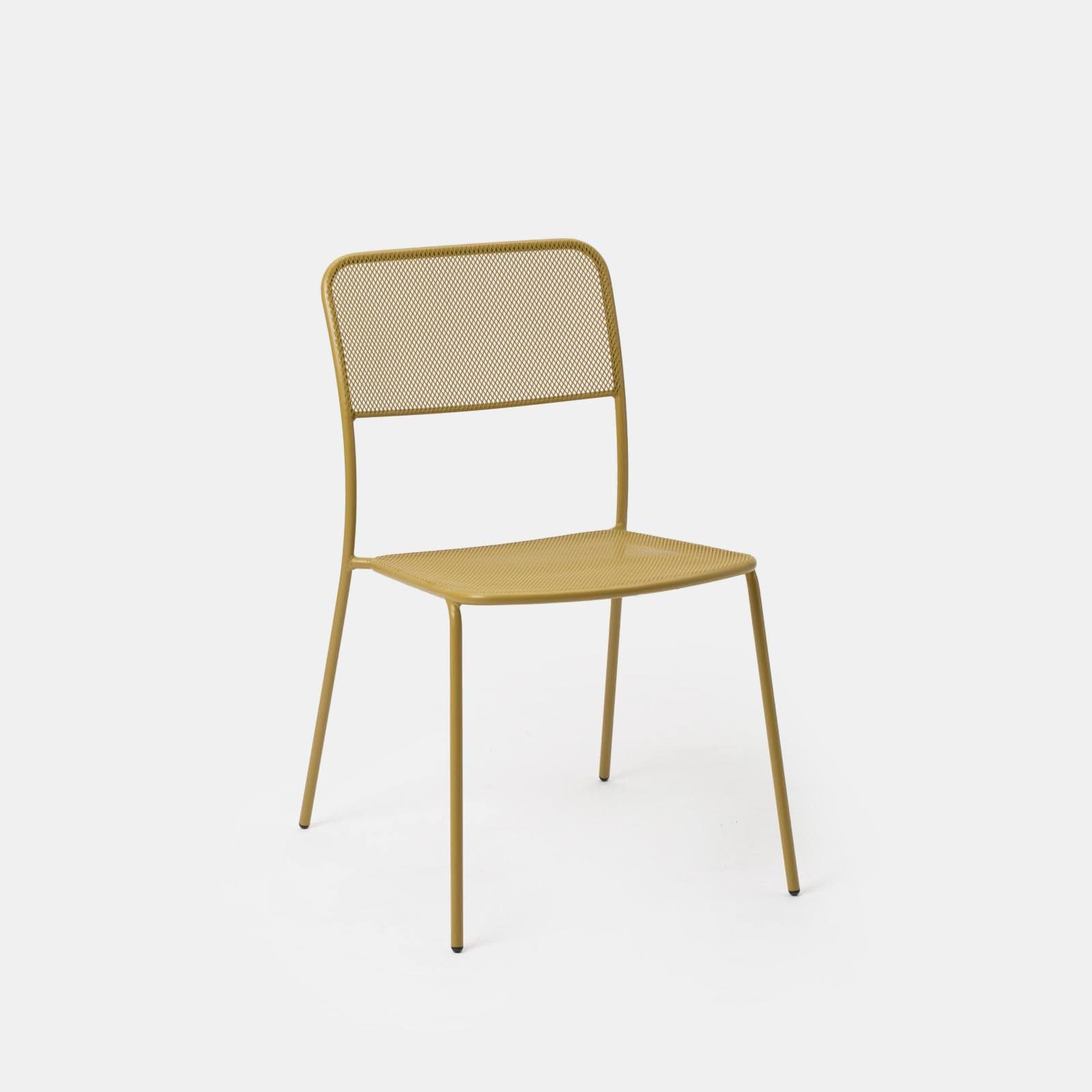 Set bistrot con tavolo 70x70 cm e 2 sedie in acciaio senape - Faber