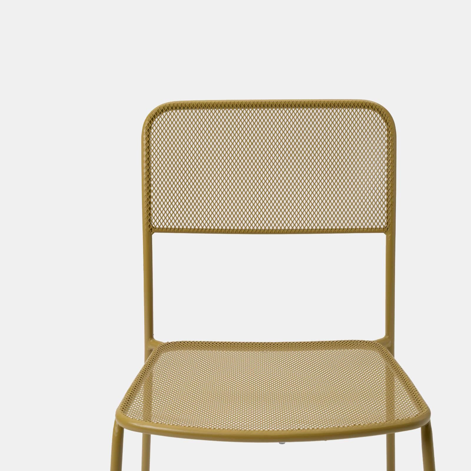 Set bistrot con tavolo 70x70 cm e 2 sedie in acciaio senape - Faber