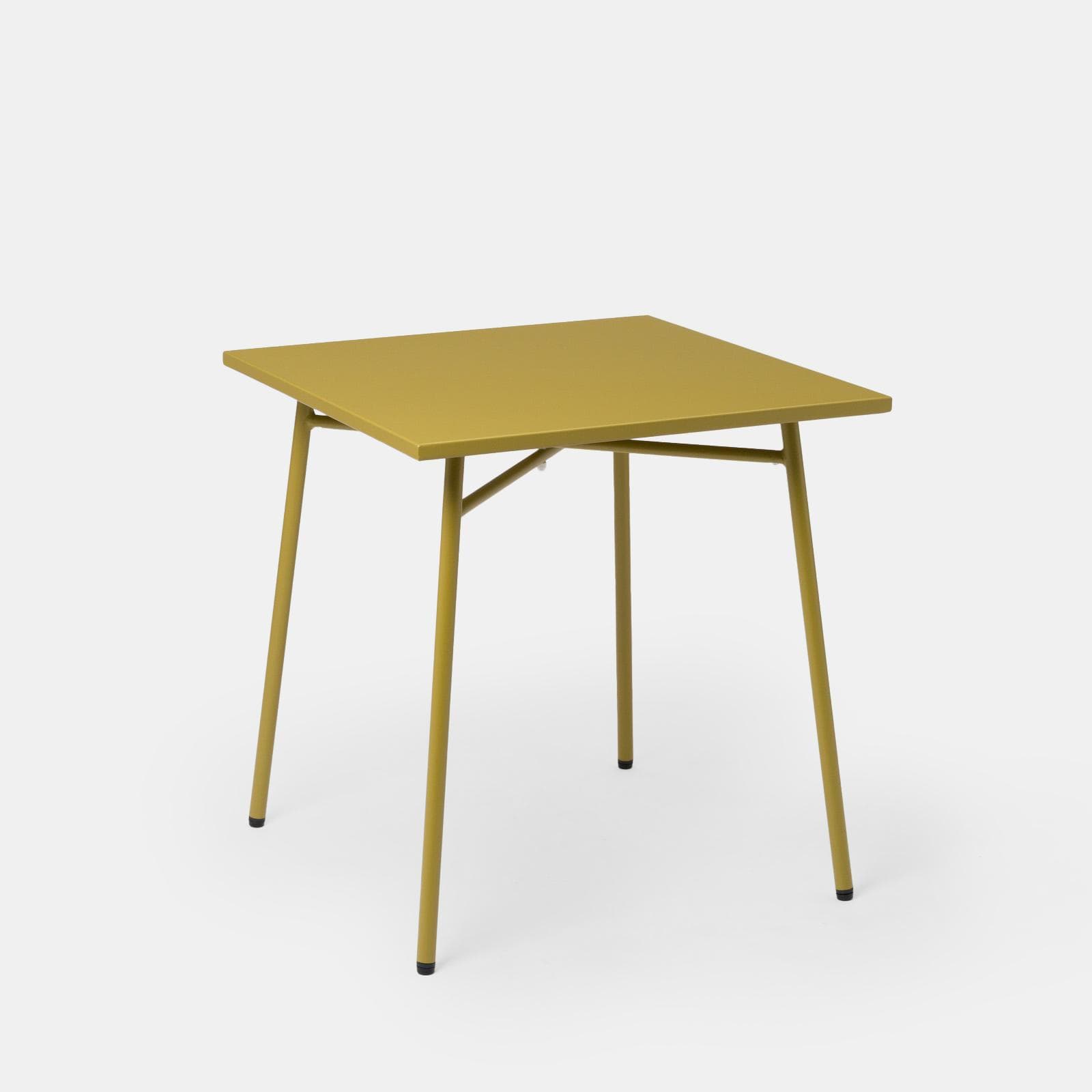 Set bistrot con tavolo 70x70 cm e 2 sedie in acciaio senape - Faber