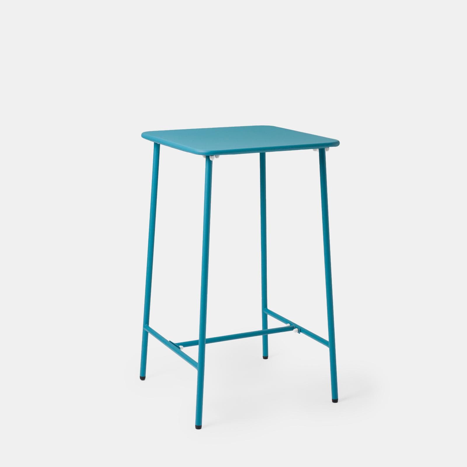 Set bistrot con tavolo alto 60x60 cm e 2 sgabelli in acciaio blu maldive - Faber