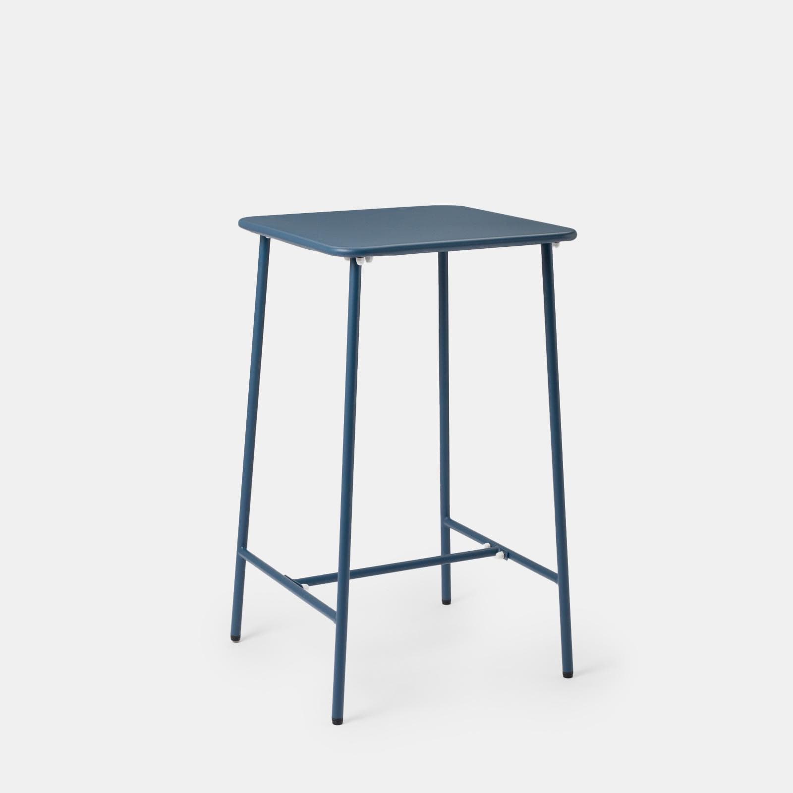 Set bistrot con tavolo alto 60x60 cm e 2 sgabelli in acciaio blu oceano - Faber