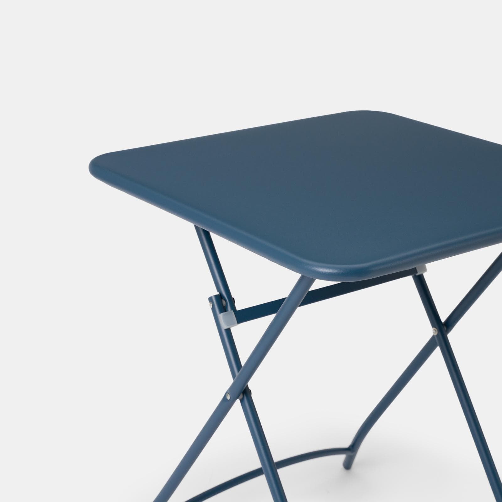 Set bistrot con tavolo pieghevole 60x60 cm e 2 sedie con braccioli in acciaio blu oceano - Faber