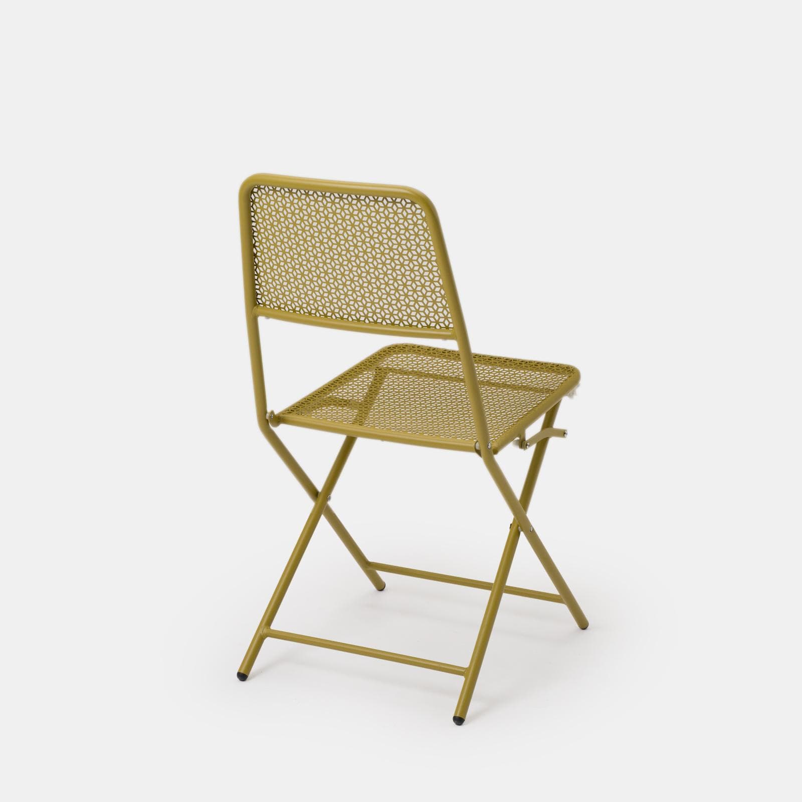 Set bistrot con tavolo pieghevole 60x60 cm e 2 sedie pieghevoli in acciaio senape - Faber