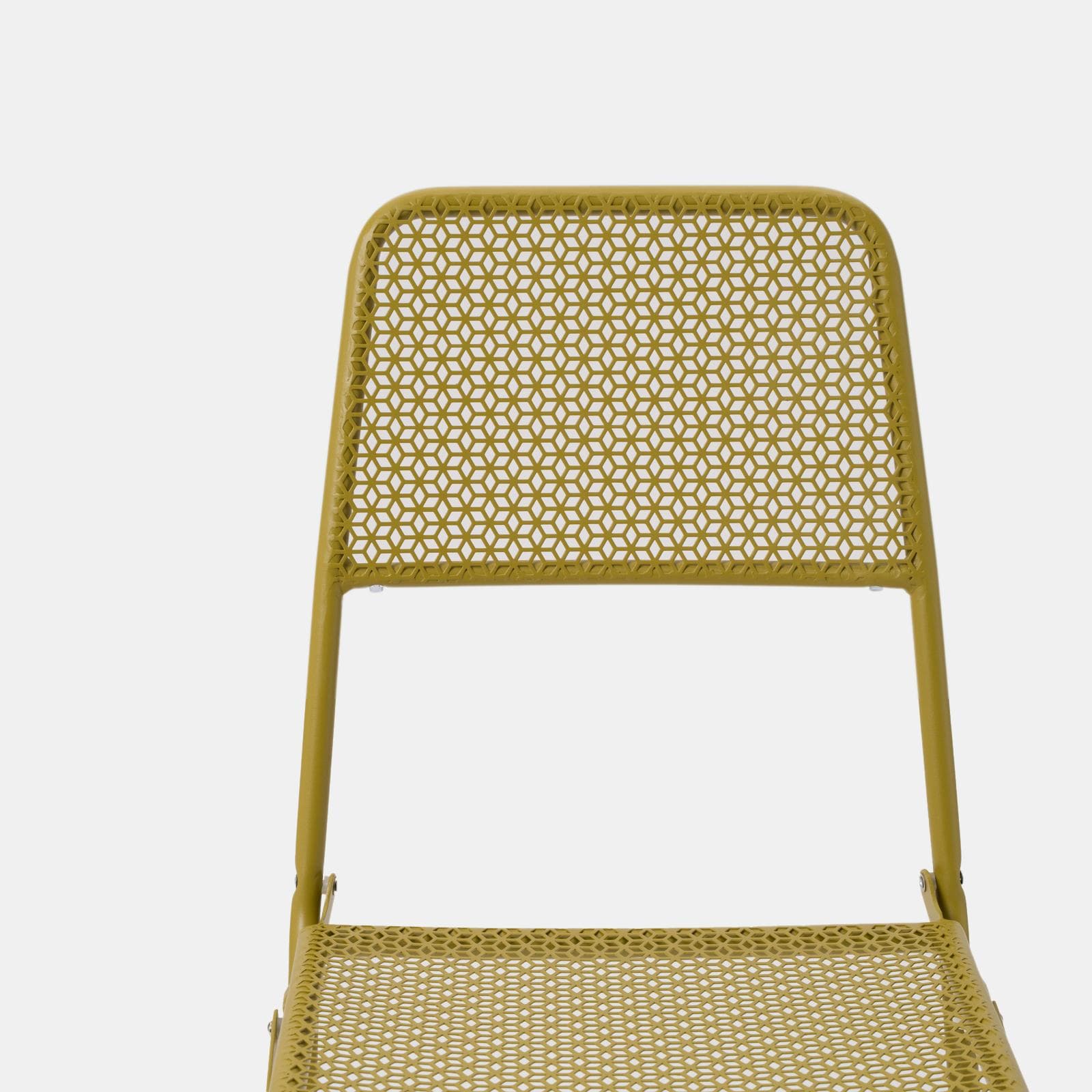 Set bistrot con tavolo pieghevole 60x60 cm e 2 sedie pieghevoli in acciaio senape - Faber