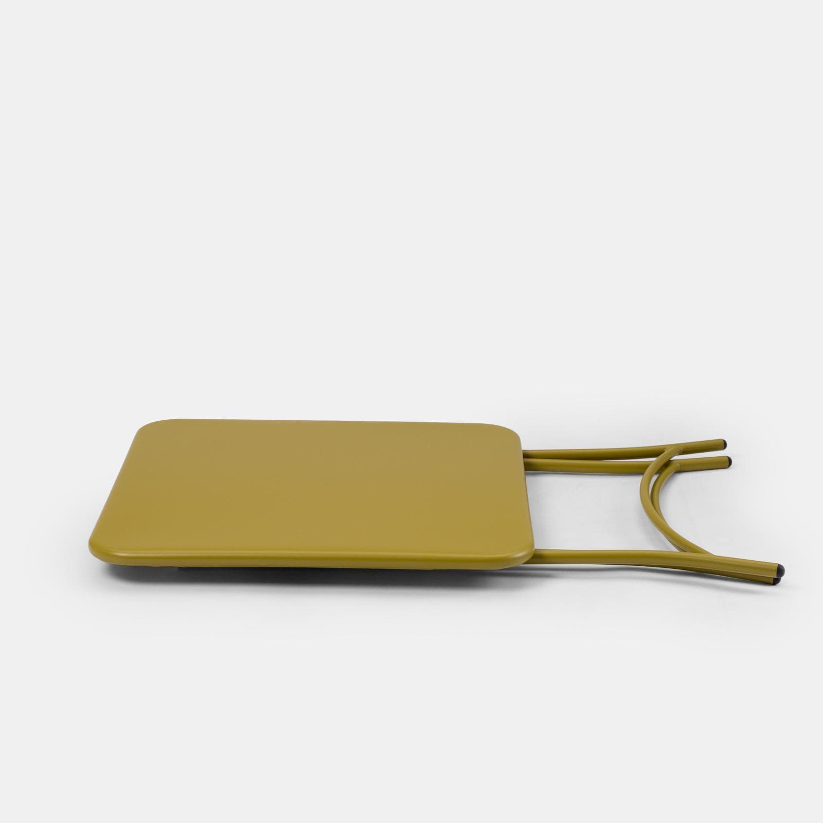 Set bistrot con tavolo pieghevole 60x60 cm e 2 sedie pieghevoli in acciaio senape - Faber