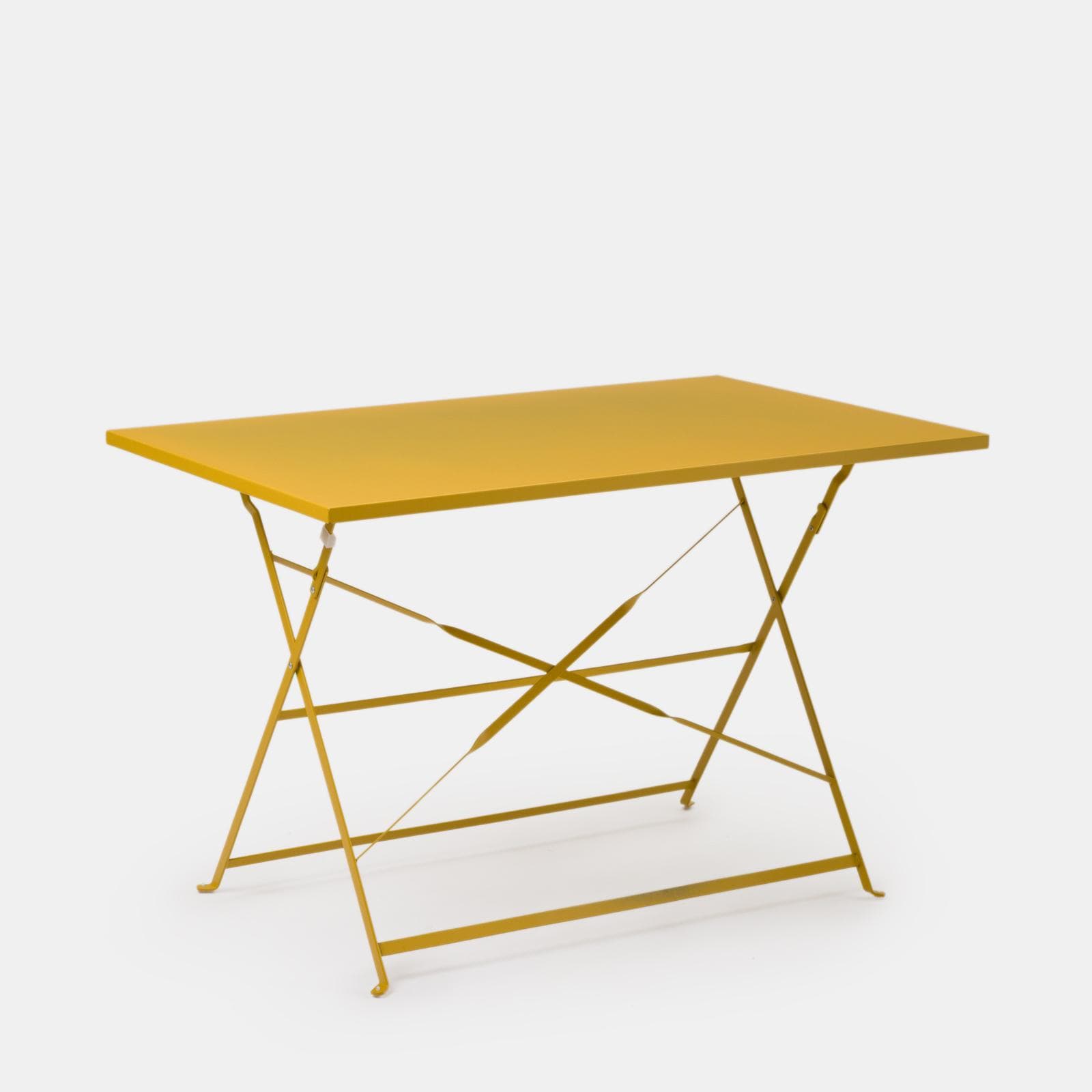 Set pranzo pieghevole con tavolo 110x70 cm e 4 sedie in metallo senape - Atelier