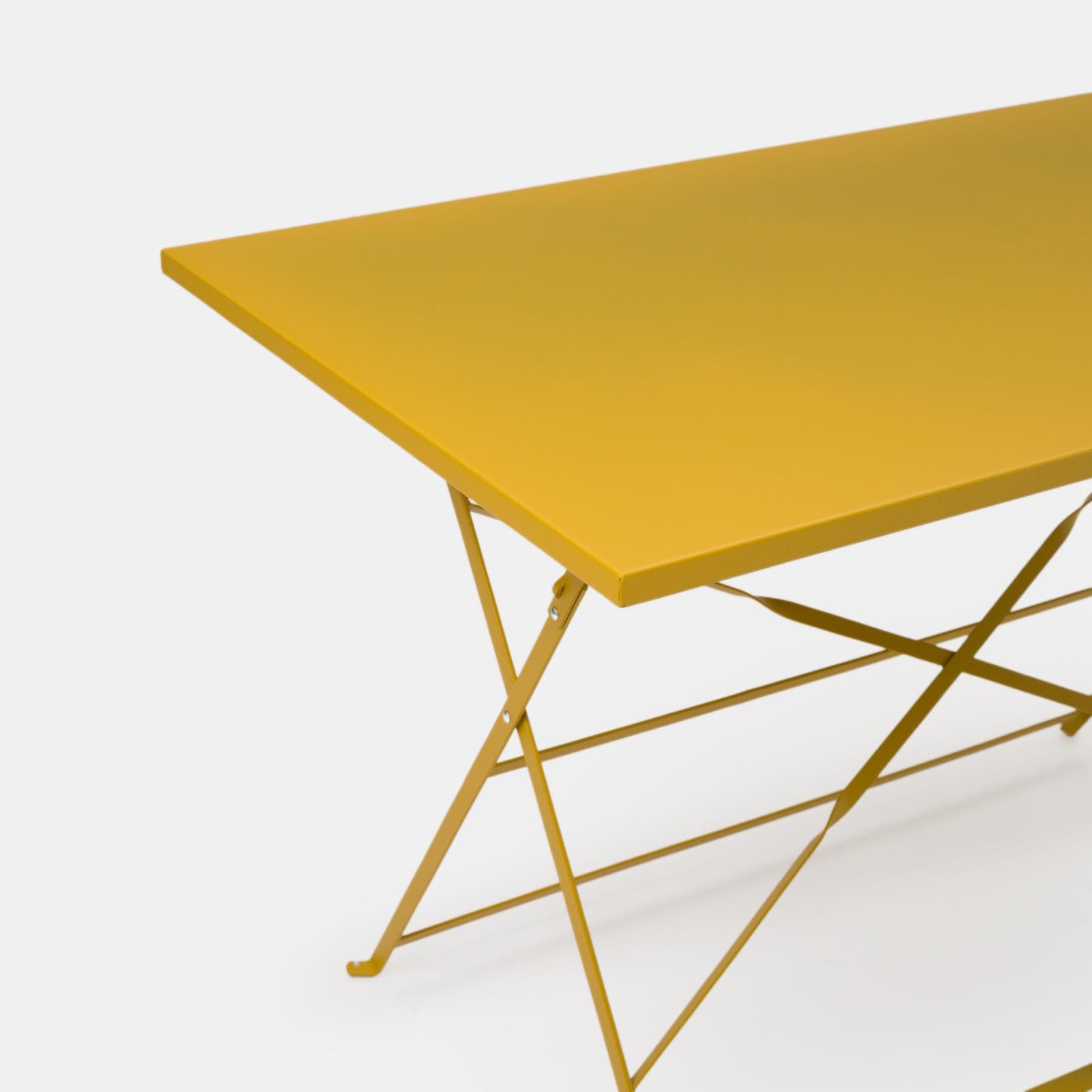 Set pranzo pieghevole con tavolo 110x70 cm e 4 sedie in metallo senape - Atelier