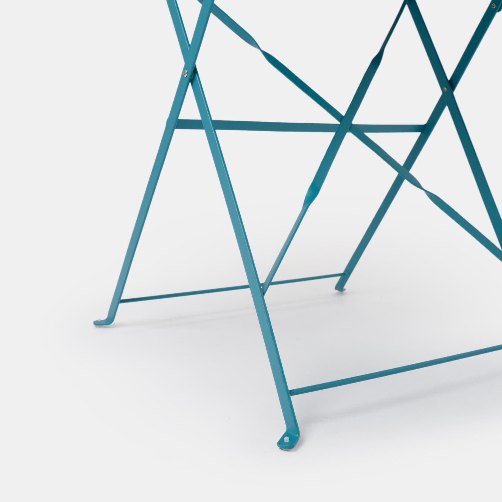 Set bistrot pieghevole con tavolo 70x70 cm e 2 sedie in metallo blu pavone - Atelier