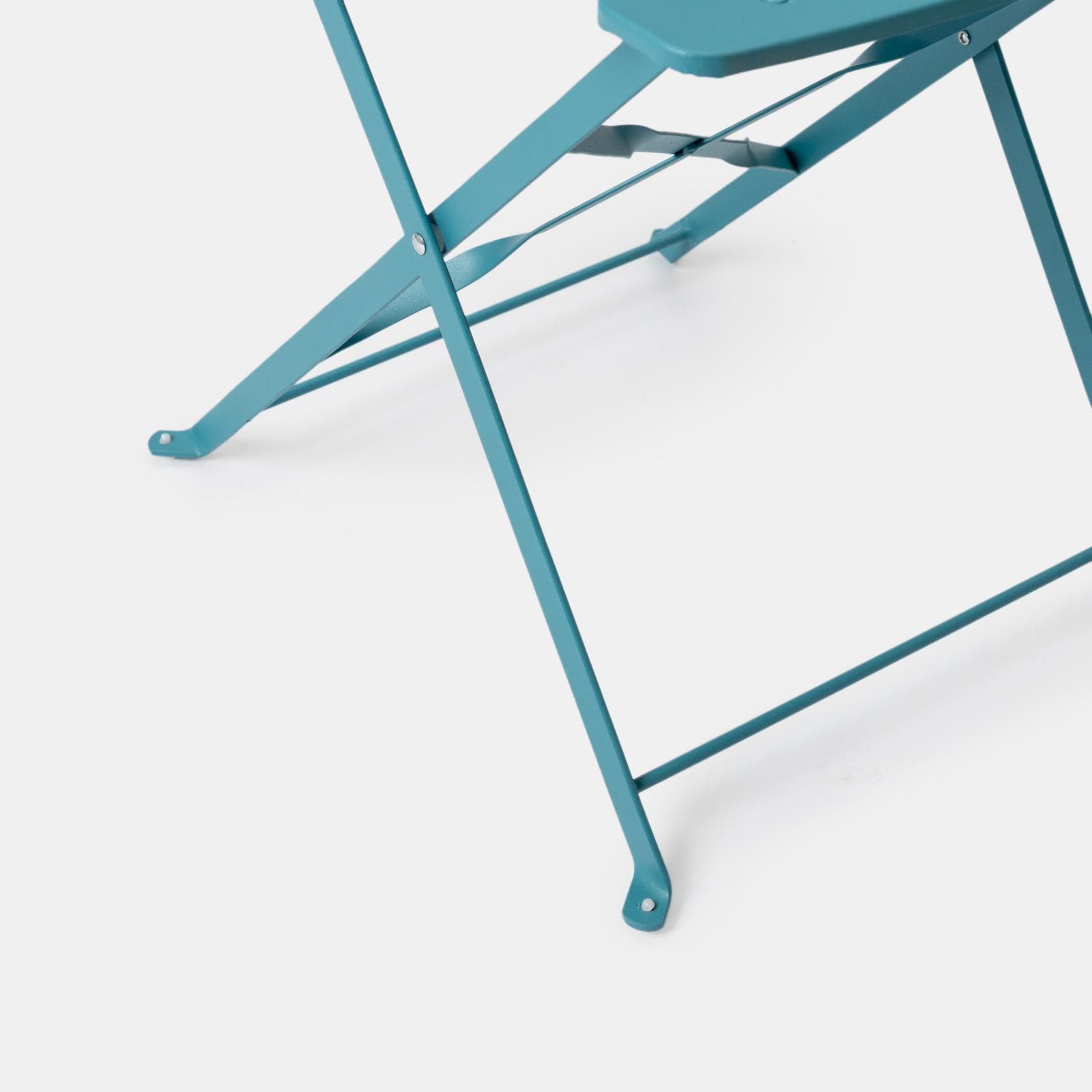 Set bistrot pieghevole con tavolo 70x70 cm e 2 sedie in metallo blu pavone - Atelier