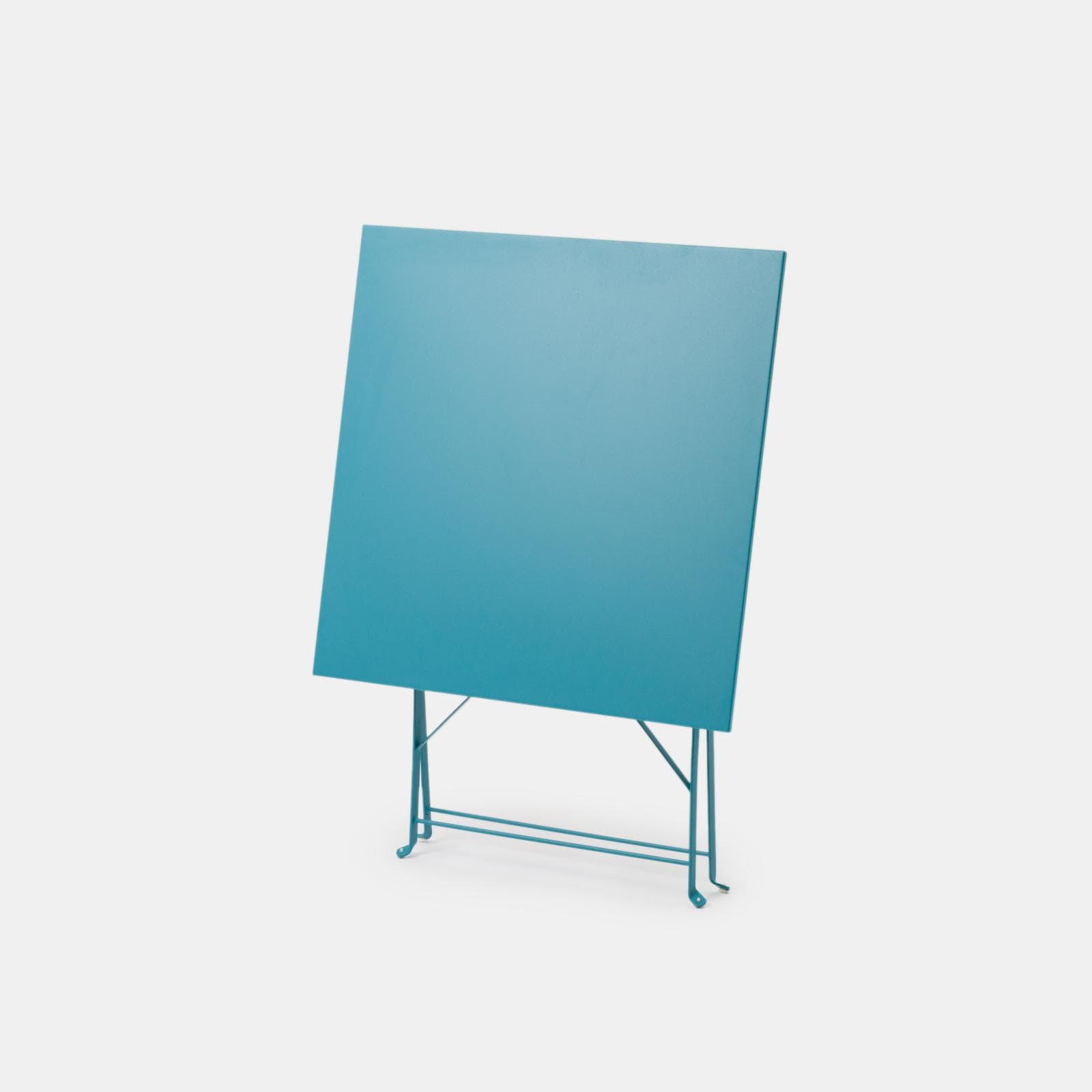 Set bistrot pieghevole con tavolo 70x70 cm e 2 sedie in metallo blu pavone - Atelier