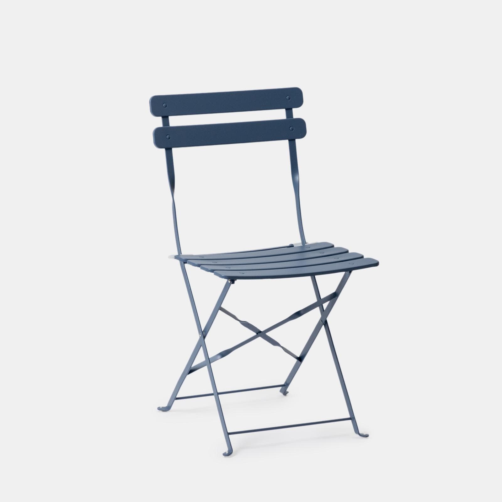 Set bistrot pieghevole con tavolo 70x70 cm e 2 sedie in metallo blu ardesia - Atelier