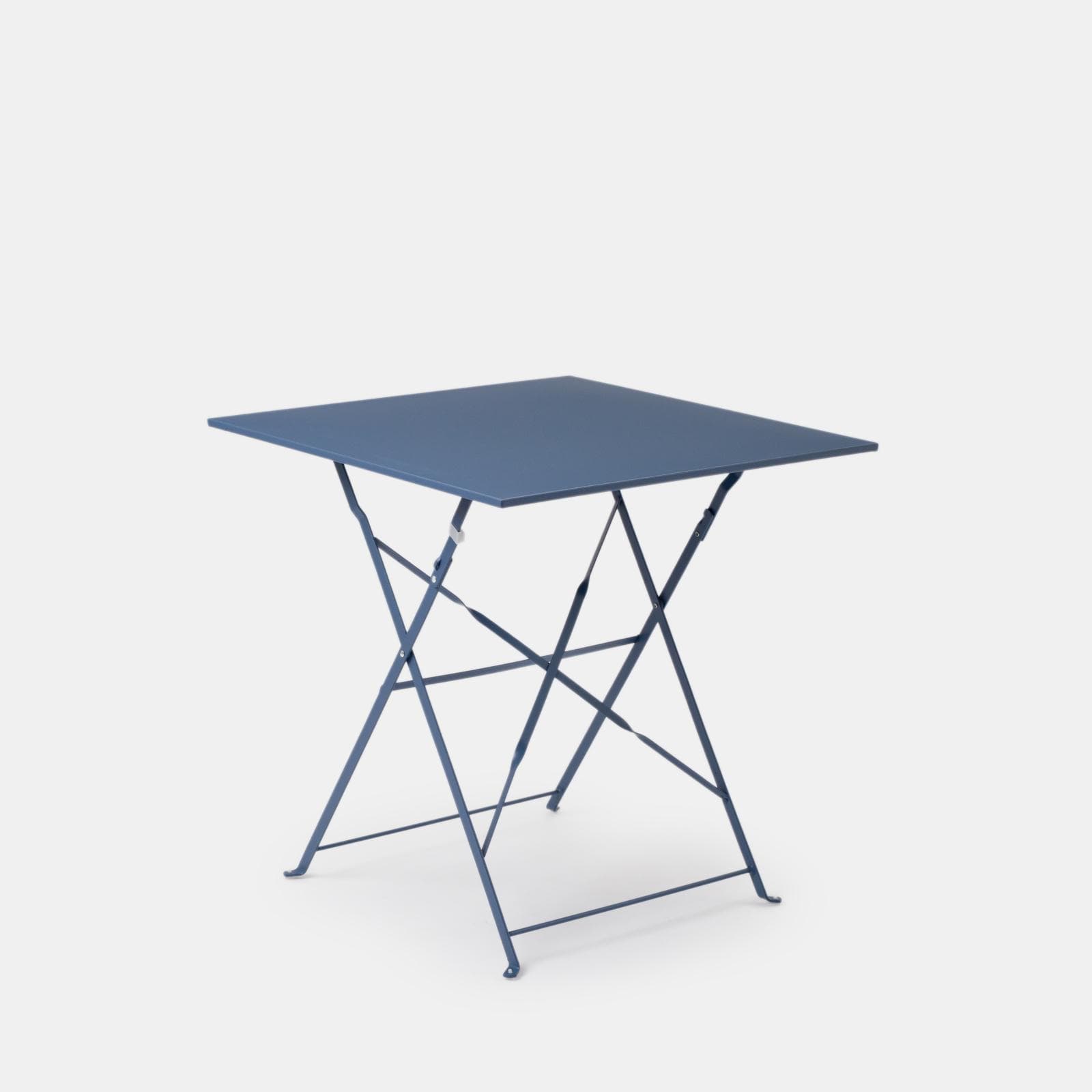 Set bistrot pieghevole con tavolo 70x70 cm e 2 sedie in metallo blu ardesia - Atelier