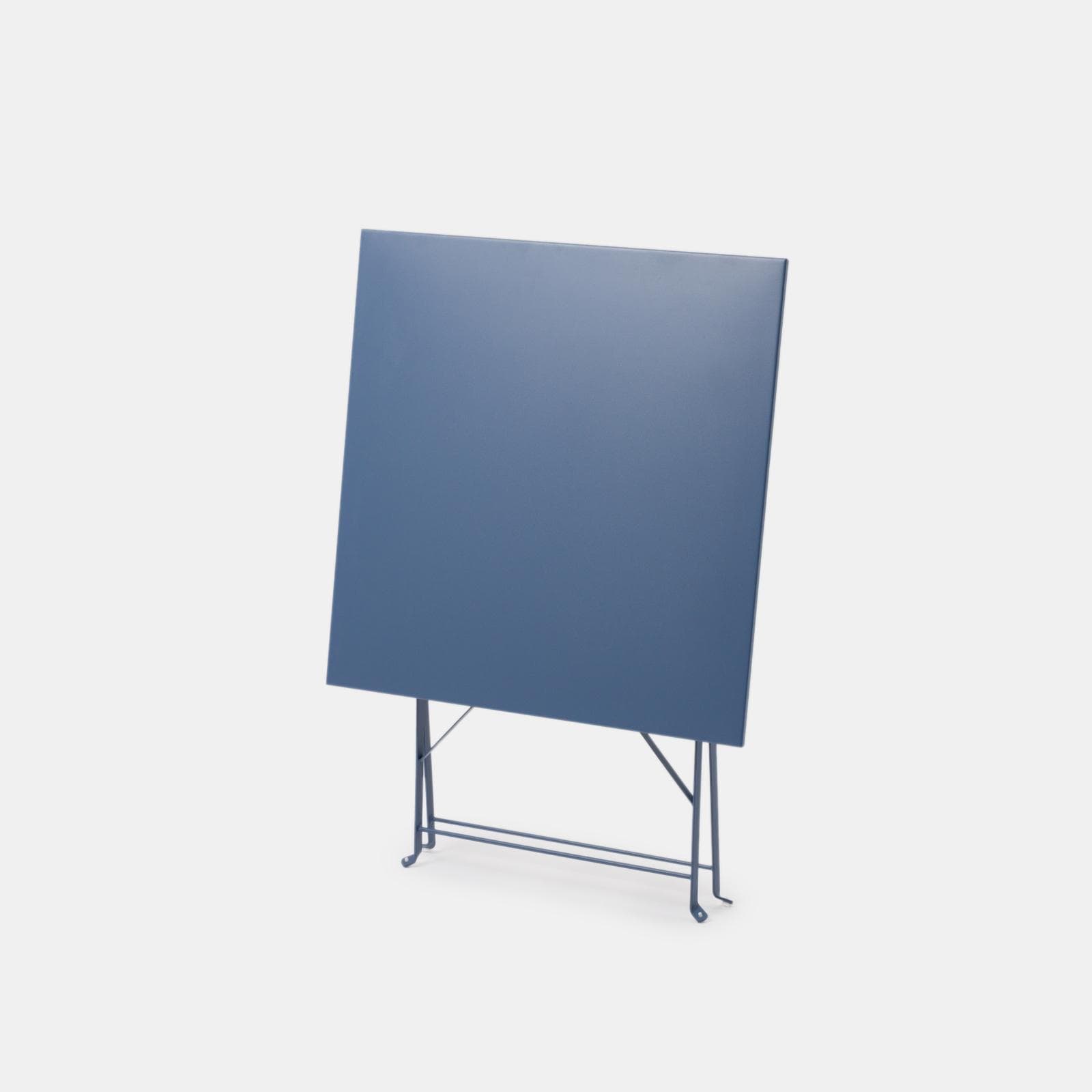 Set bistrot pieghevole con tavolo 70x70 cm e 2 sedie in metallo blu ardesia - Atelier