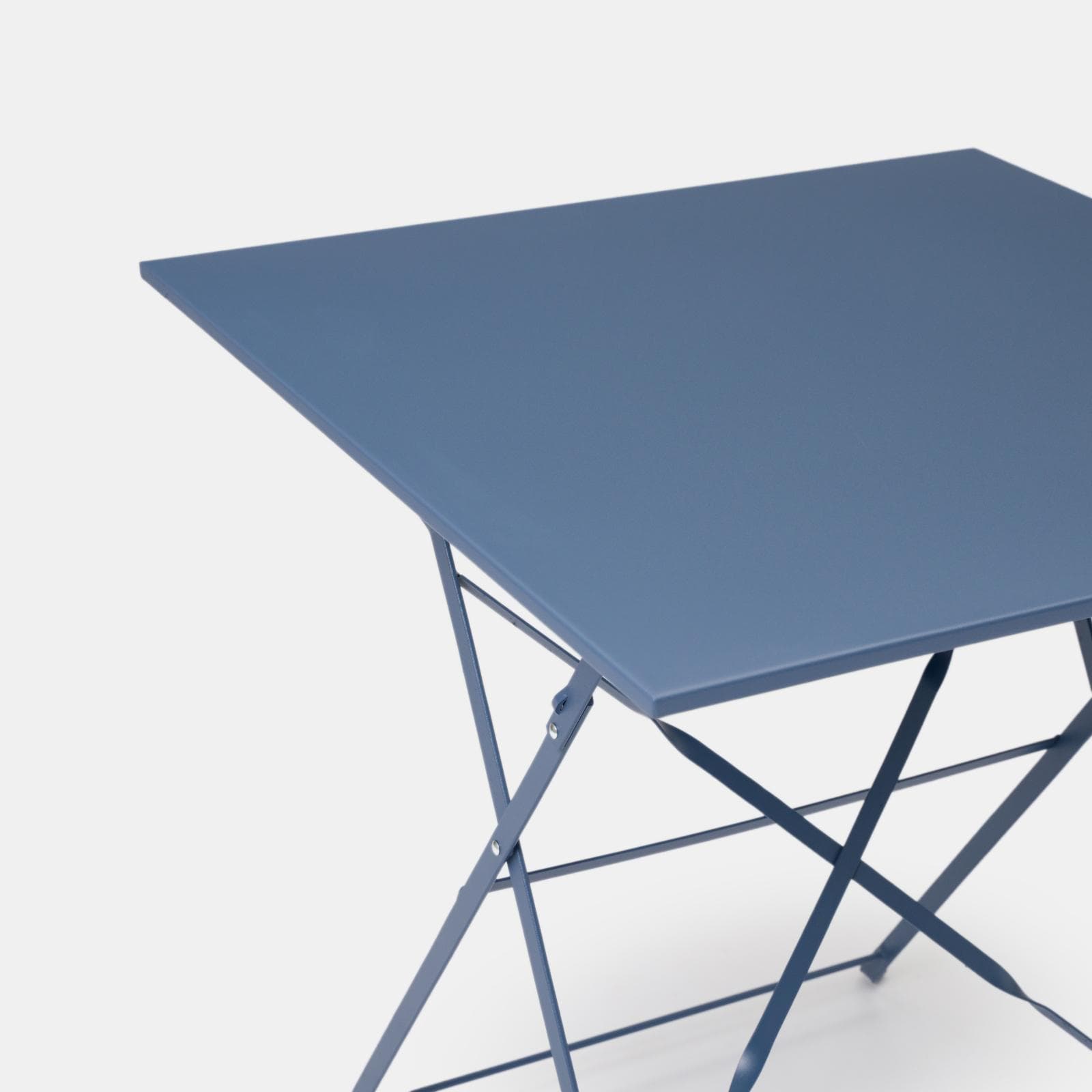 Set bistrot pieghevole con tavolo 70x70 cm e 2 sedie in metallo blu ardesia - Atelier