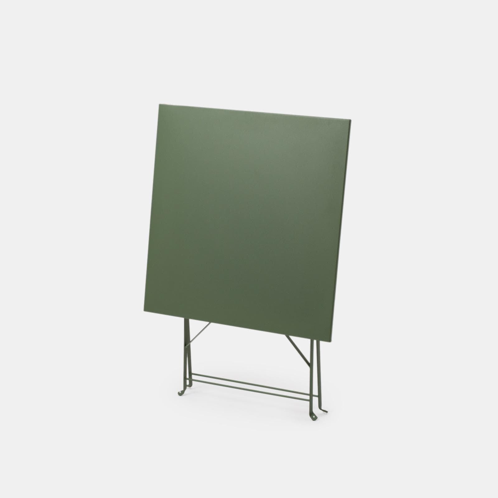 Set bistrot pieghevole con tavolo 70x70 cm e 2 sedie in metallo verde salvia - Atelier