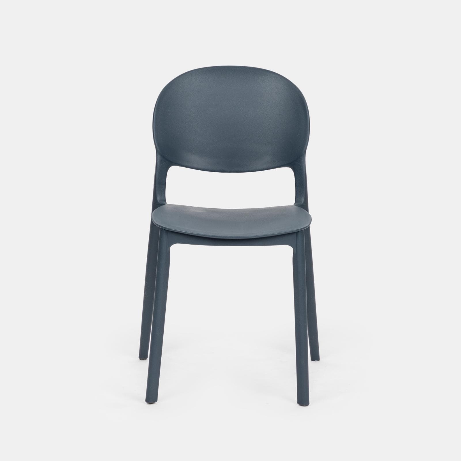 Set bistrot tavolo rotondo 60 cm e 2 sedie impilabili in polipropilene blu oceano - Sonny