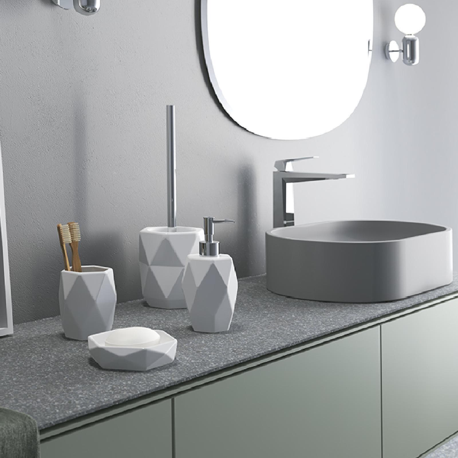 Set 4 accessori appoggio in ceramica bianco e cromo - Dalia di Gedy