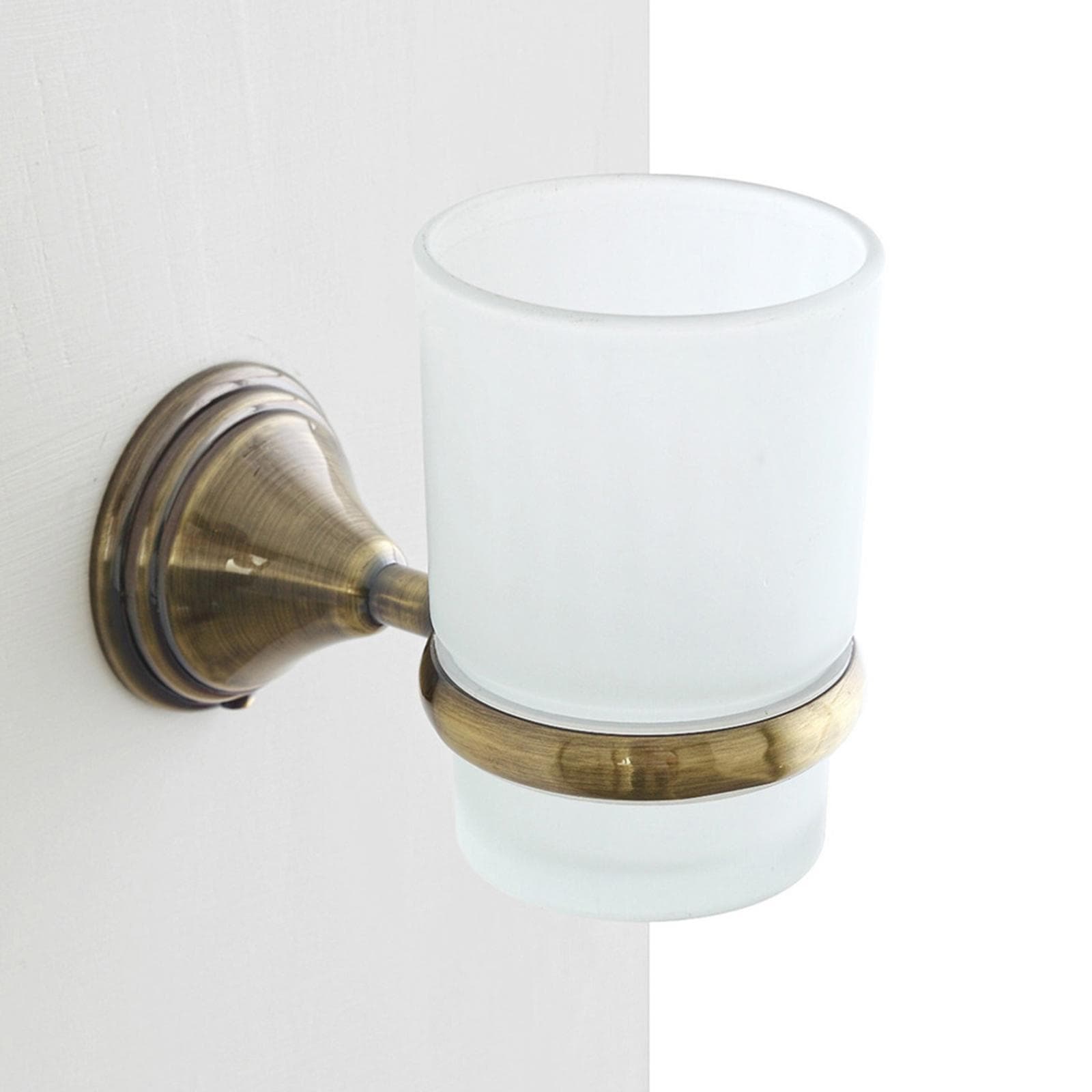 Set 4 accessori da bagno a muro in vetro e metallo bronzato - Asterix
