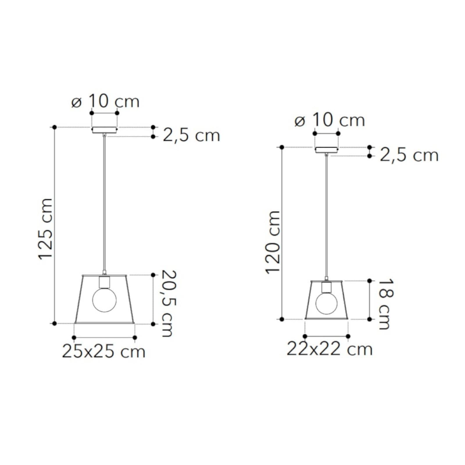 Set di 2 lampade a sospensione in metallo nero e portalampade in rame