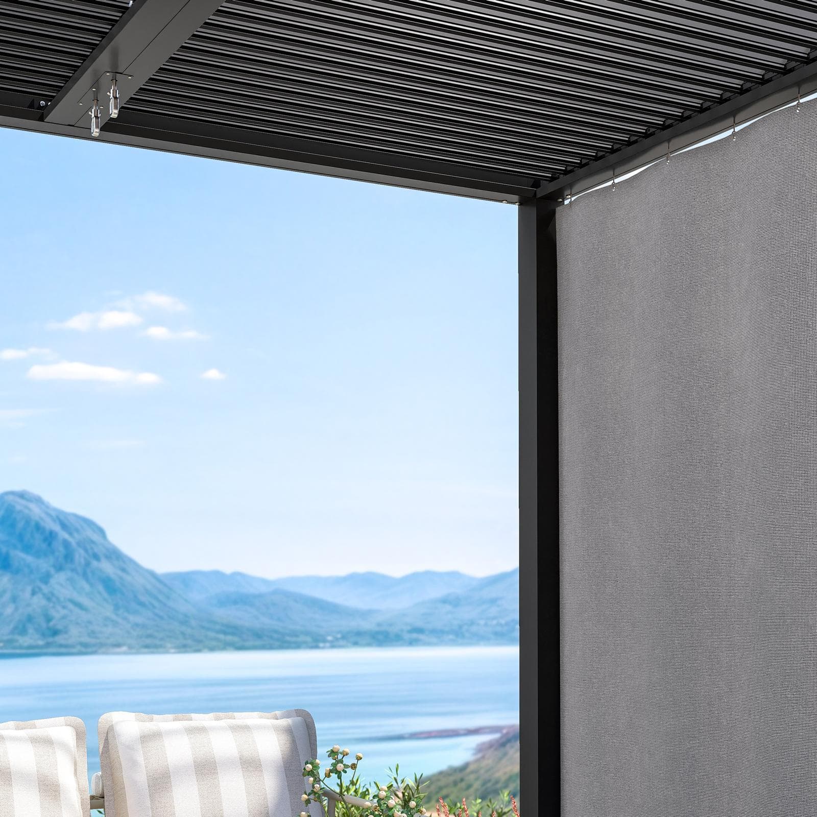 Set di 2 tende laterali per lato da 3 m per gazebo bioclimatico grigio