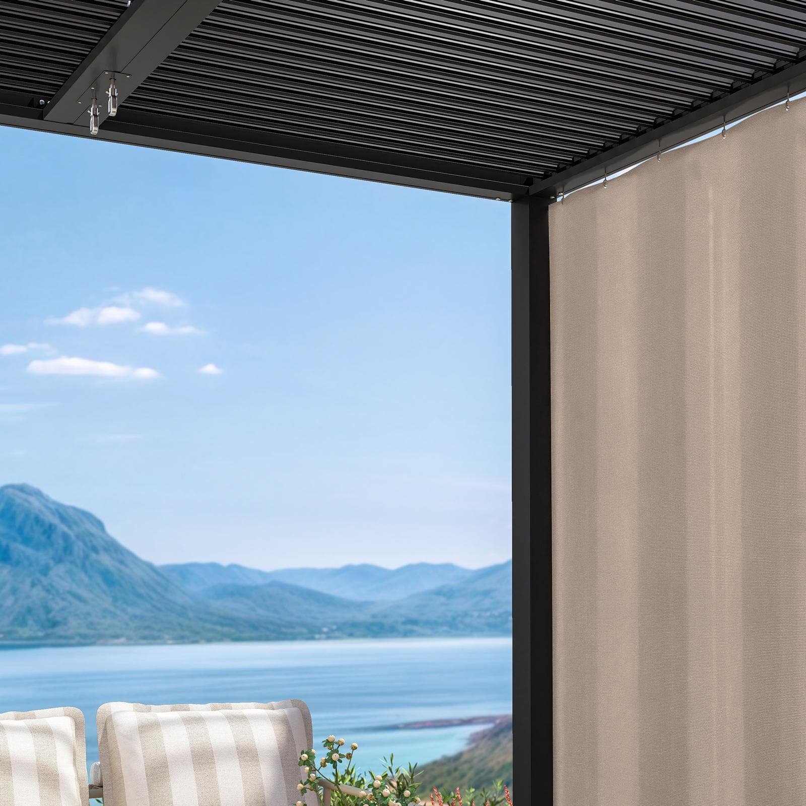 Set di 2 tende laterali per lato da 3 m per gazebo bioclimatico naturale
