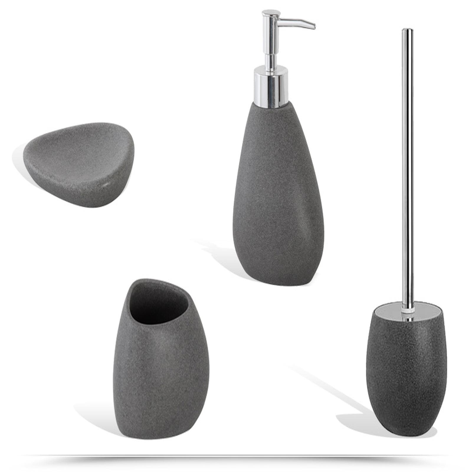 Set 4 accessori da bagno da appoggio antracite effetto pietra