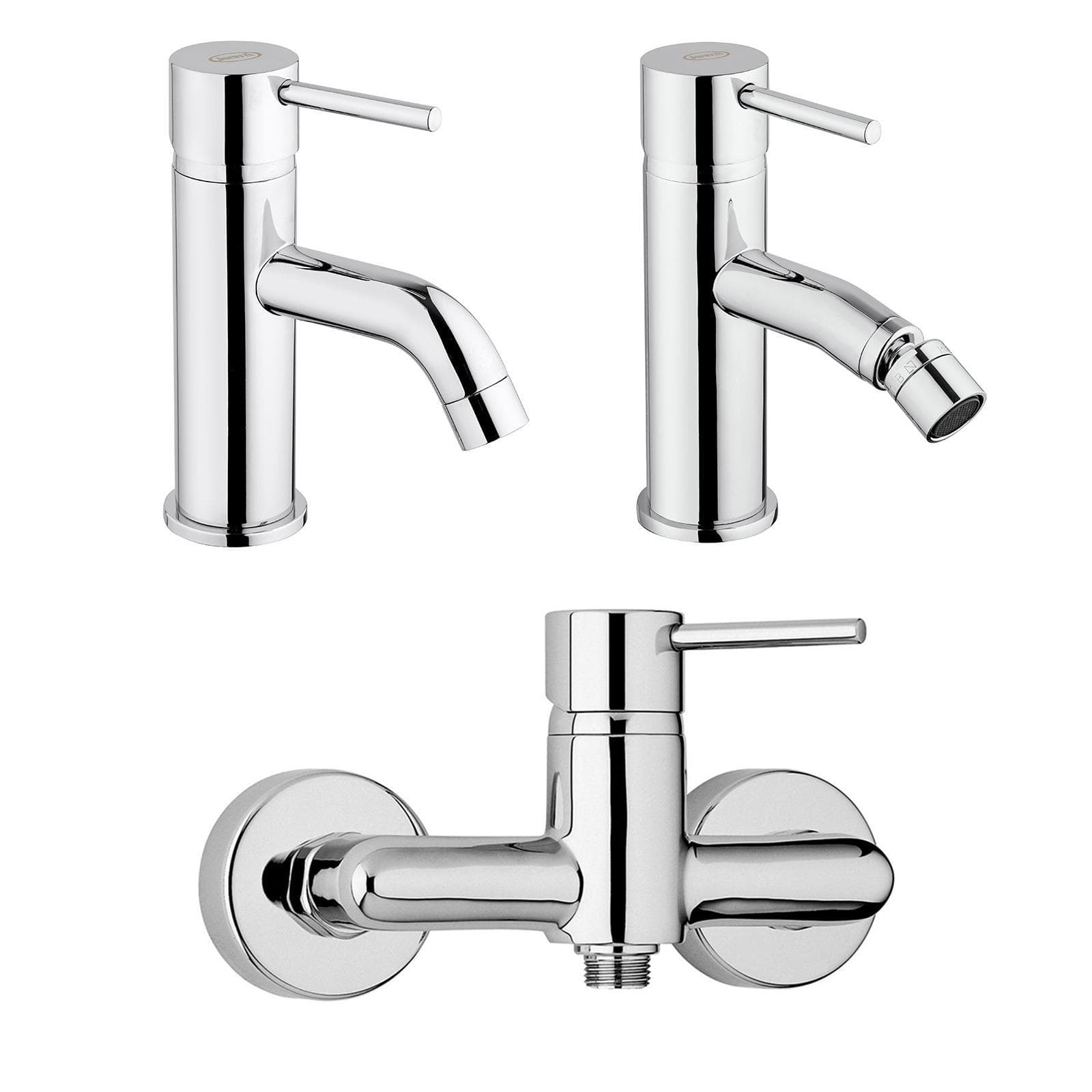 Set di miscelatori per lavabo bidet e esterno doccia Jacuzzi - Rubinetteria serie Gun ottone cromato