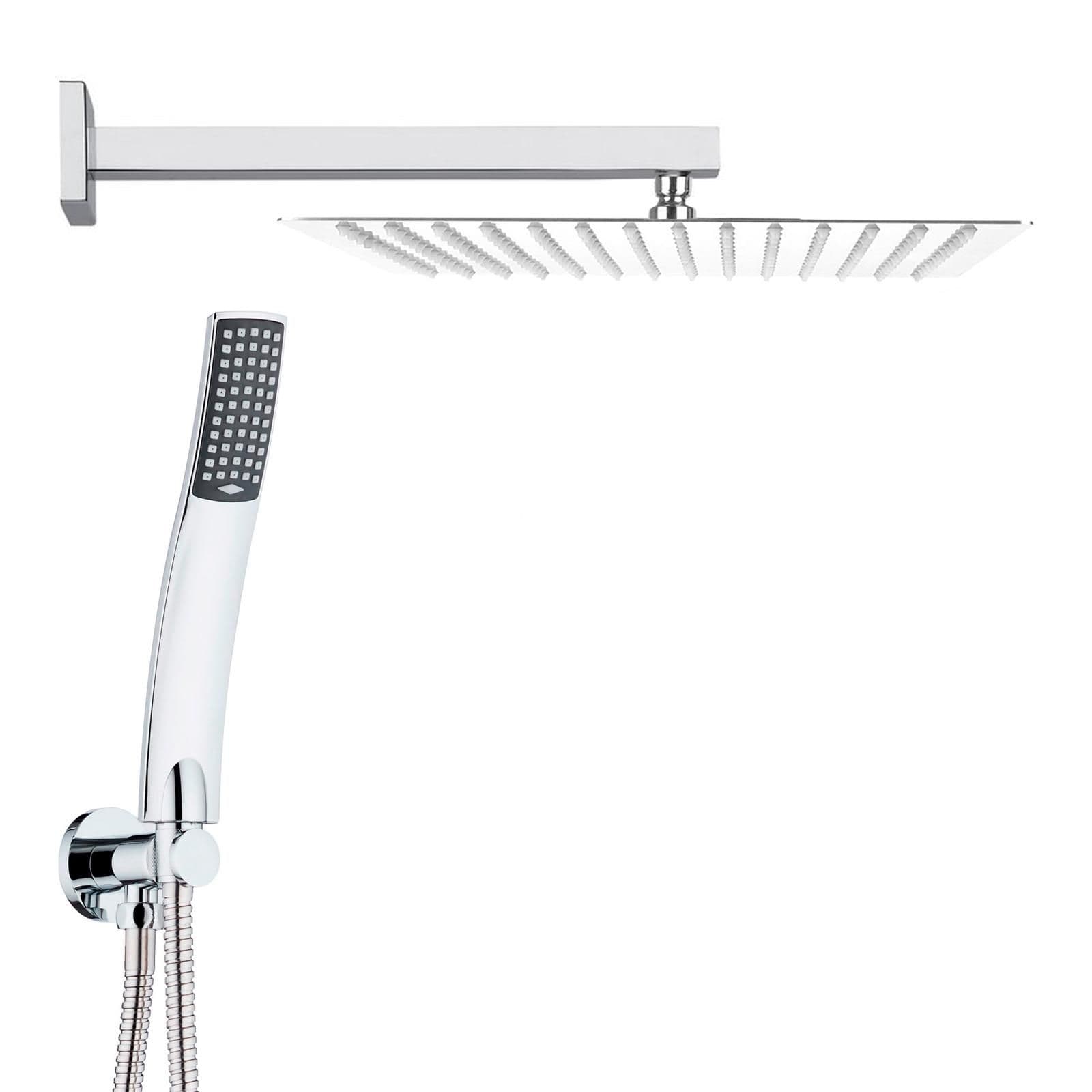 Set doccia completo braccio 40 cm soffione 25x25 cm doccino e flessibile