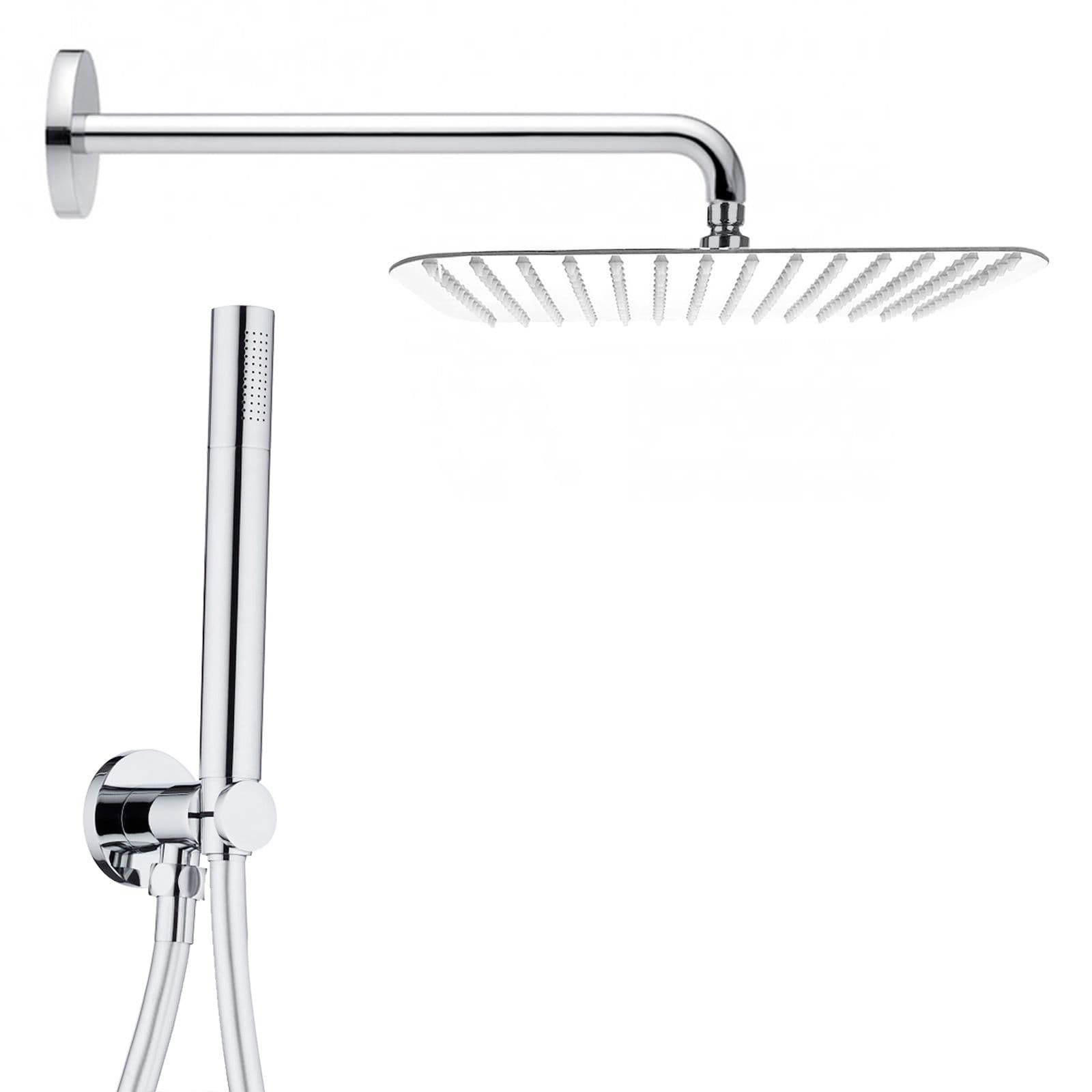 Set doccia con soffione braccio e doccino anticalcare con presa acqua a muro