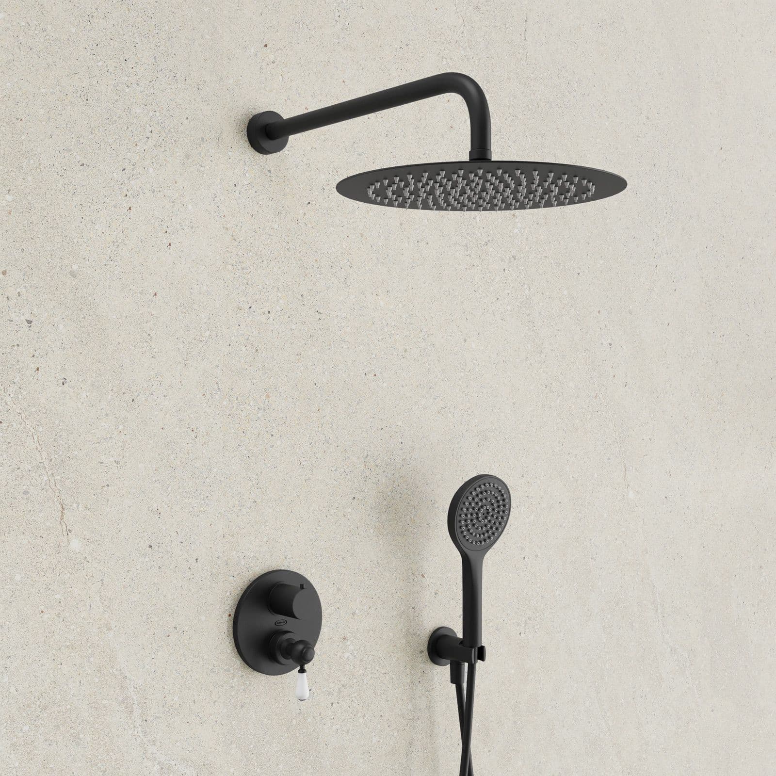 Set doccia incasso 2 vie con braccio 35 + soffione 25 + duplex nero opaco Brera di Jacuzzi - Rubinetteria