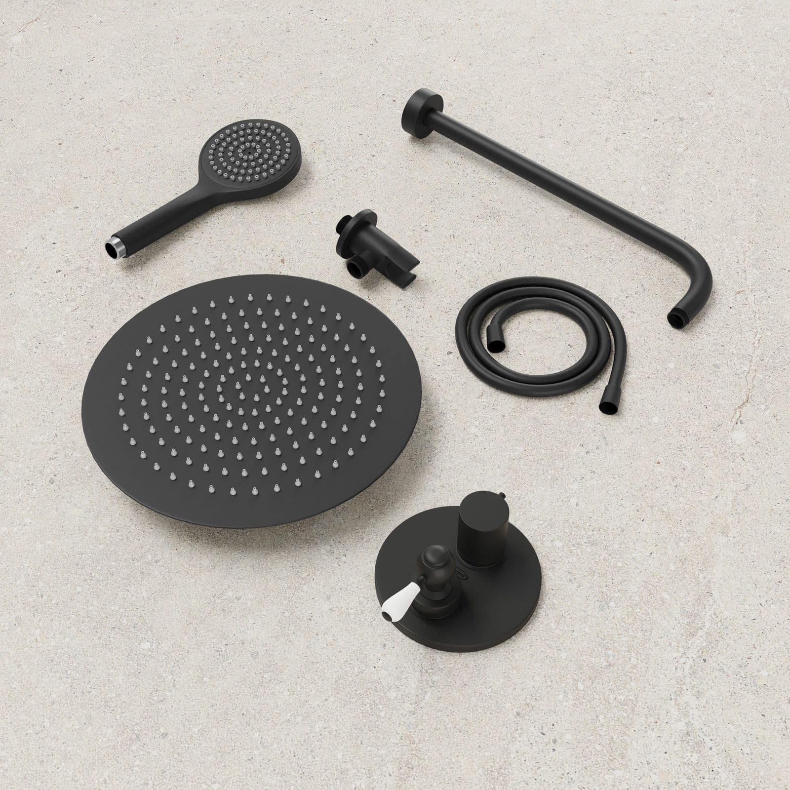 Set doccia incasso 2 vie con braccio 35 + soffione 25 + duplex nero opaco Brera di Jacuzzi - Rubinetteria