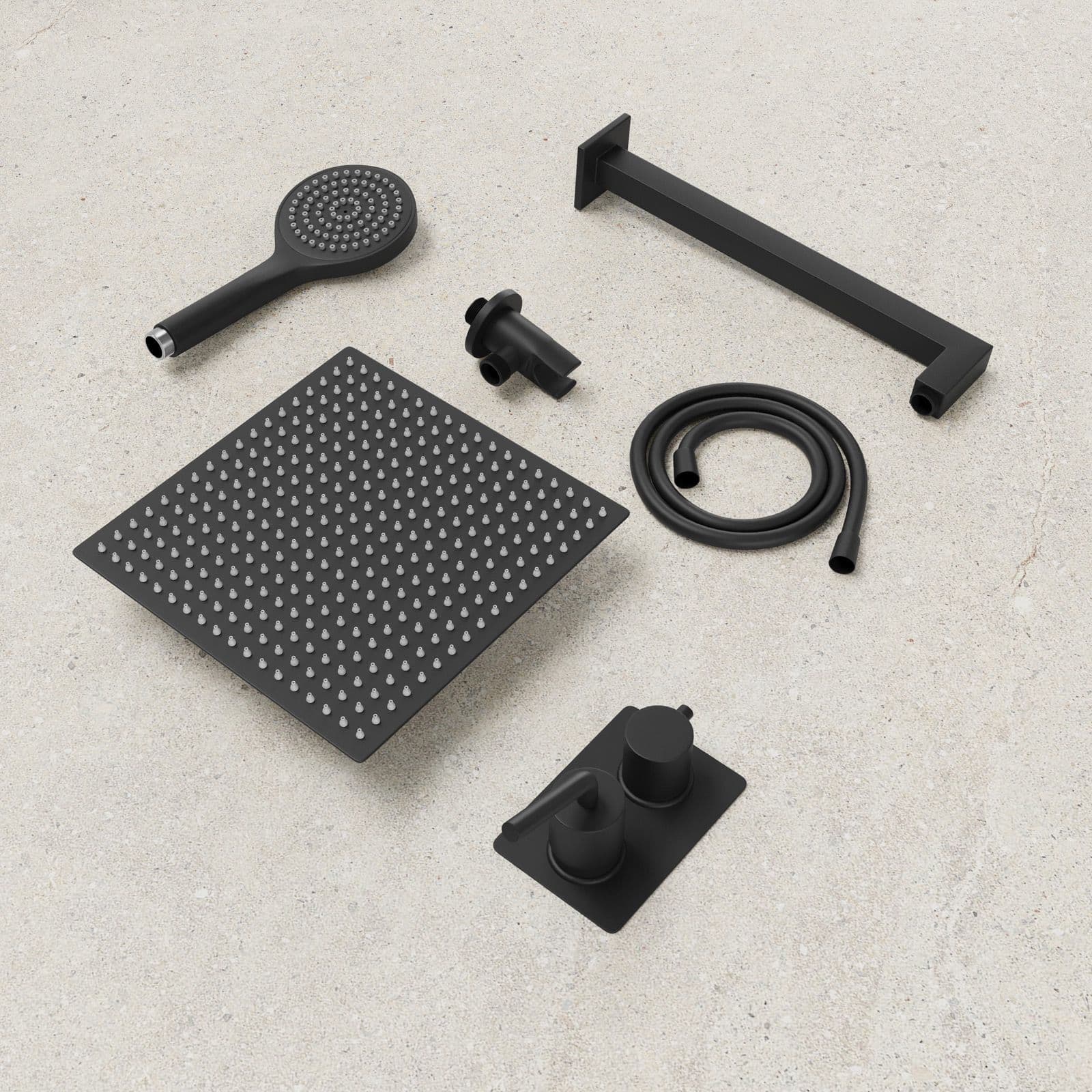 Set doccia incasso 2 vie con braccio 35 + soffione 25 + duplex nero opaco Lumos di Jacuzzi - Rubinetteria