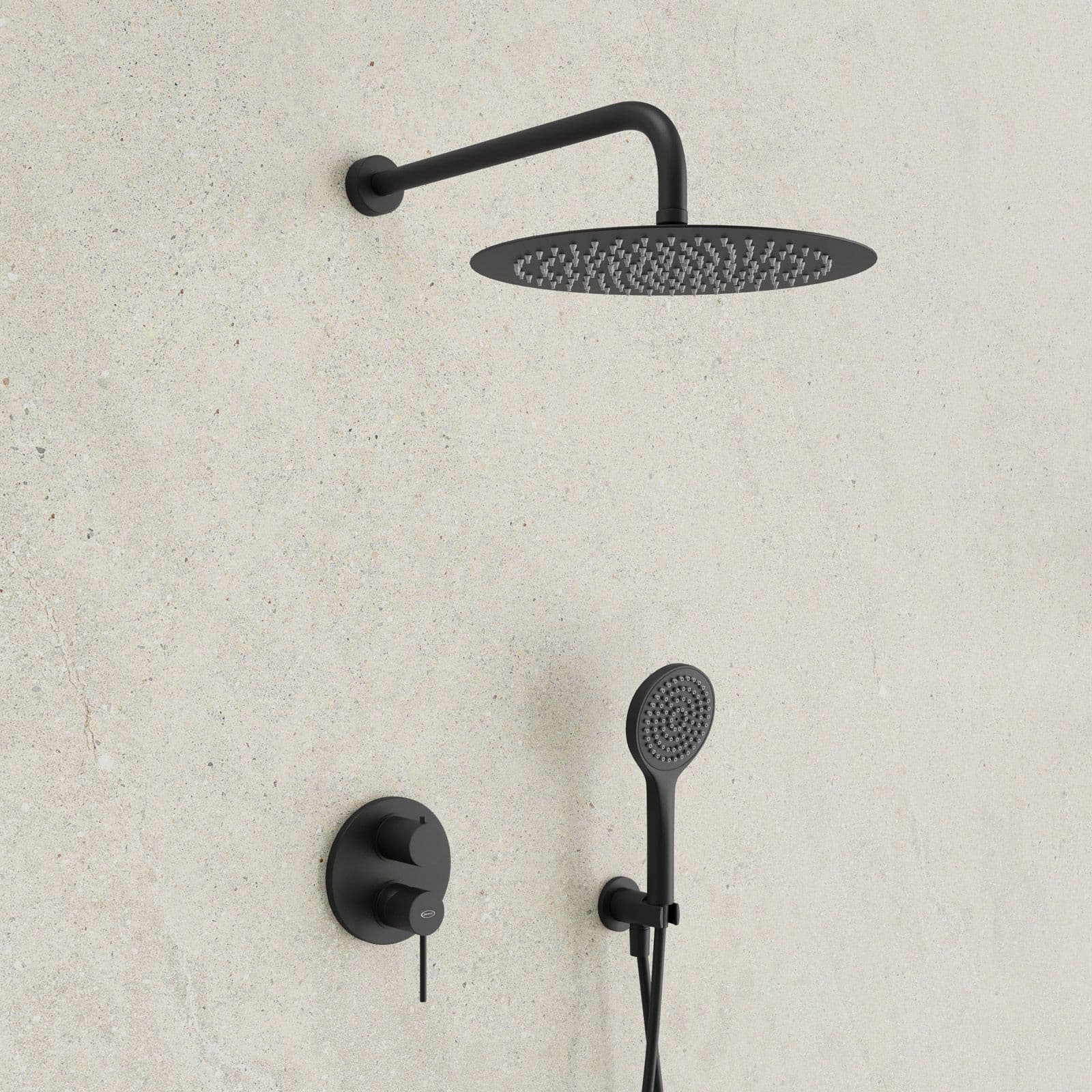 Set doccia incasso 2 vie con braccio 40 + soffione 30 + duplex nero opaco Gun di Jacuzzi - Rubinetteria
