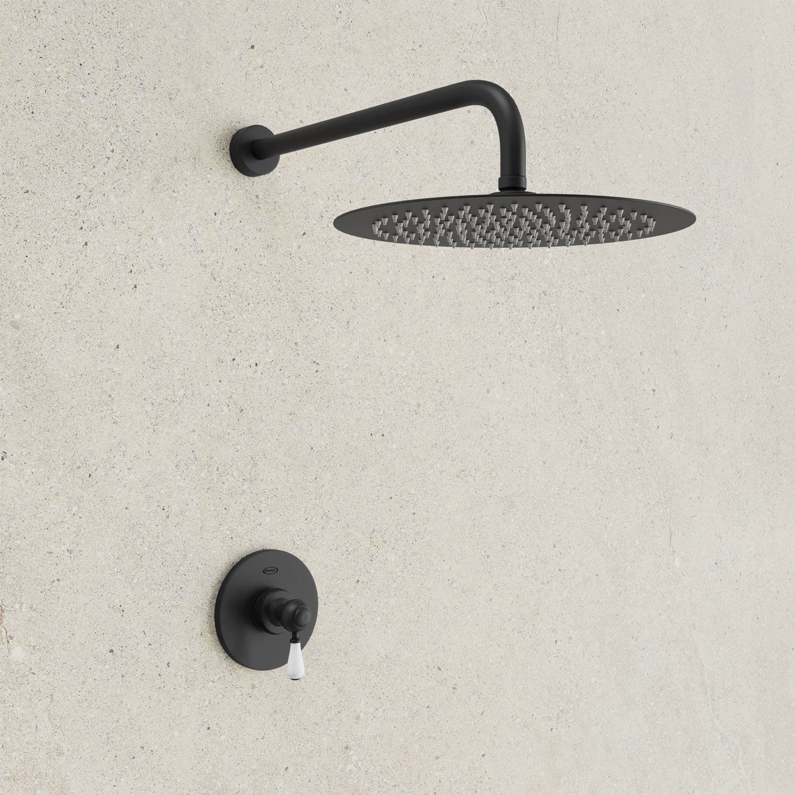 Set doccia incasso con braccio 30 cm e soffione 20 cm nero opaco Brera di Jacuzzi - Rubinetteria