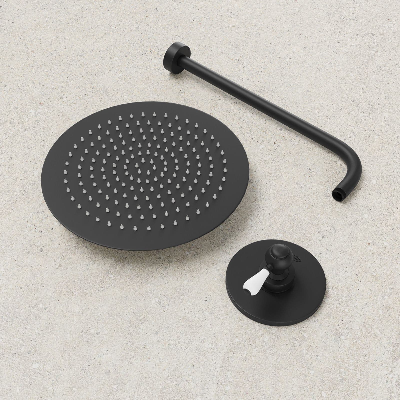 Set doccia incasso con braccio 30 cm e soffione 20 cm nero opaco Brera di Jacuzzi - Rubinetteria