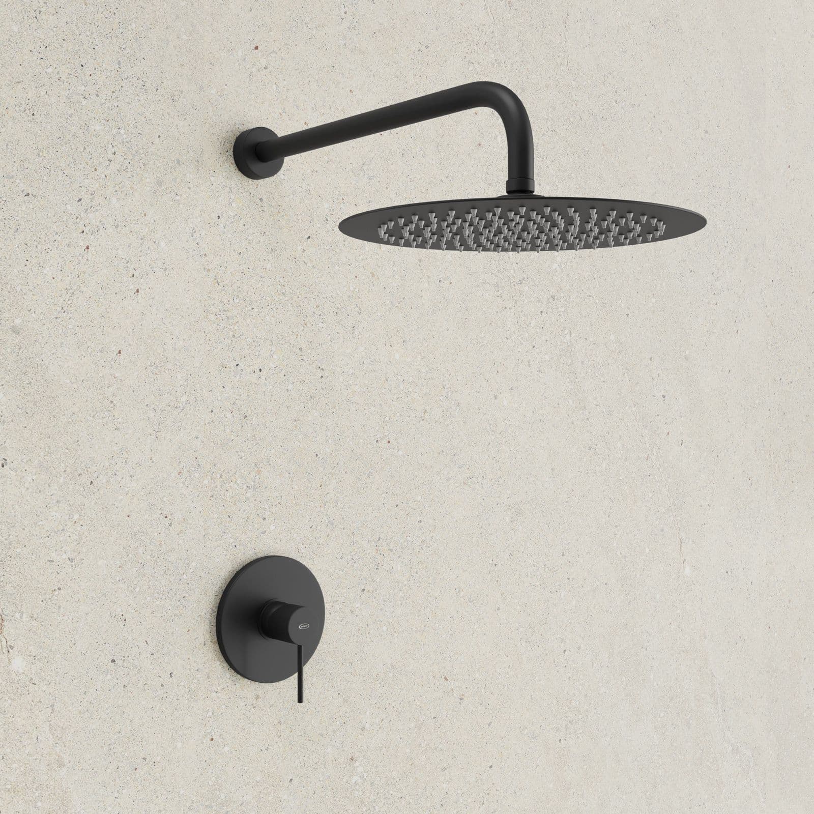 Set doccia incasso con braccio 30 cm e soffione 20 cm nero opaco Gun di Jacuzzi - Rubinetteria