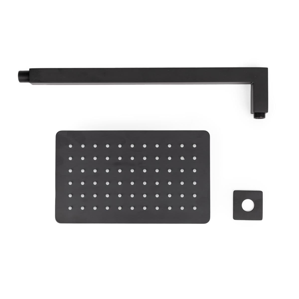 Set doccia soffione nero opaco ultraslim anticalcare 25x15 cm e braccio doccia da 40 cm
