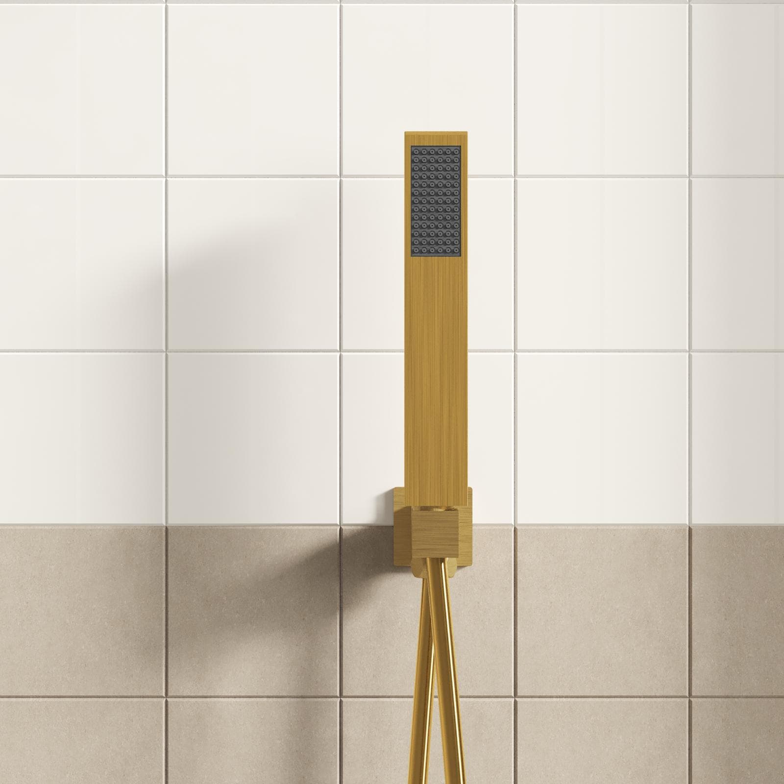 Set doccino con supporto incasso squadrato e presa acqua oro spazzolato