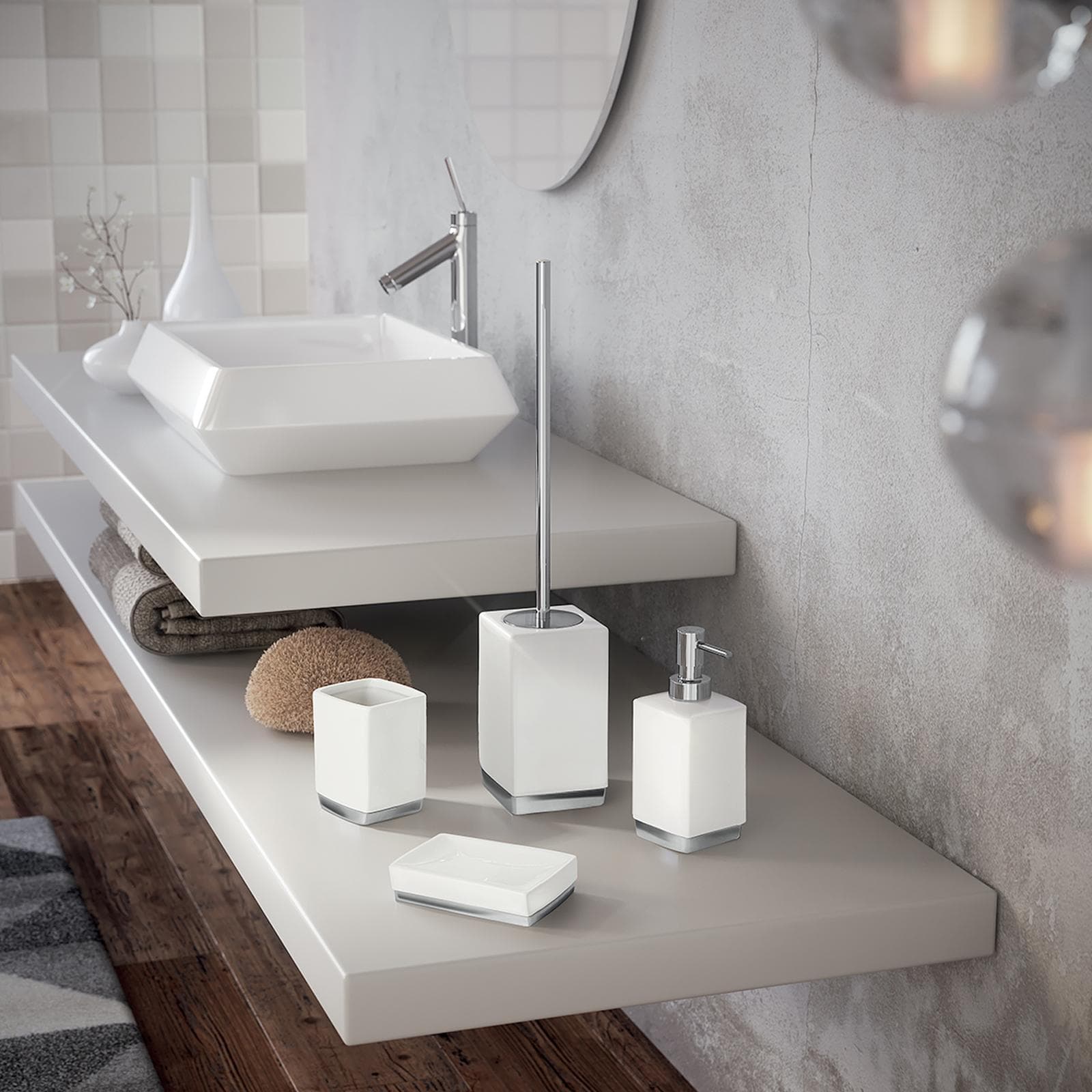 Set 2 accessori d'appoggio in ceramica bianca - Lucy di Gedy