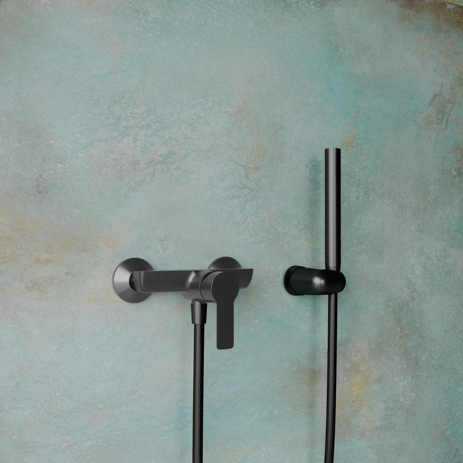 Set esterno doccia e doccino nero spazzolato – Key
