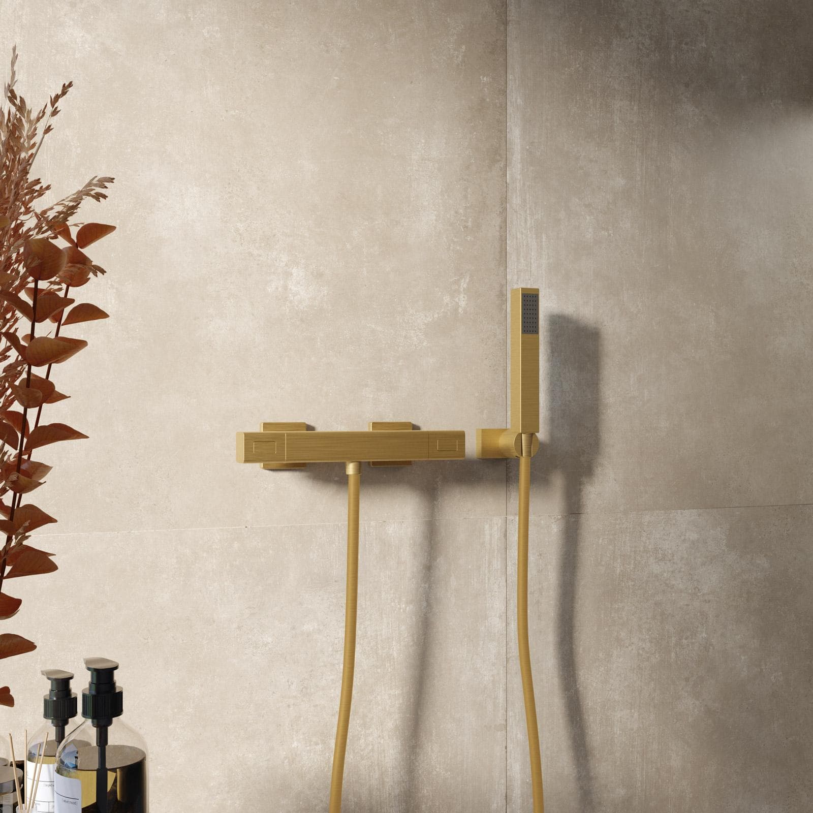 Set esterno doccia termostatico con doccino oro spazzolato – Fusion