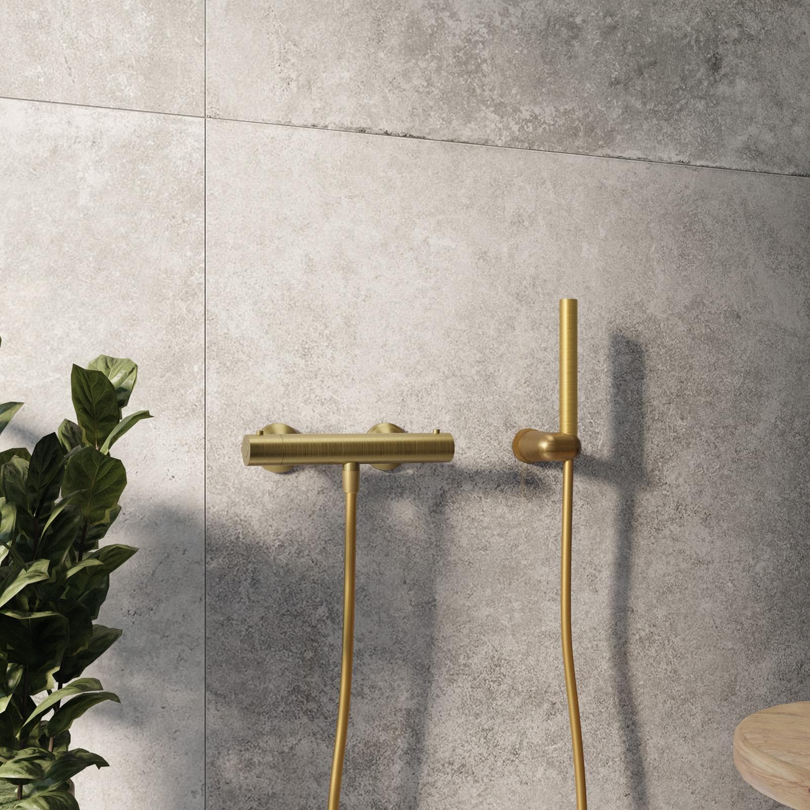 Set esterno doccia termostatico e doccino oro spazzolato – Lir