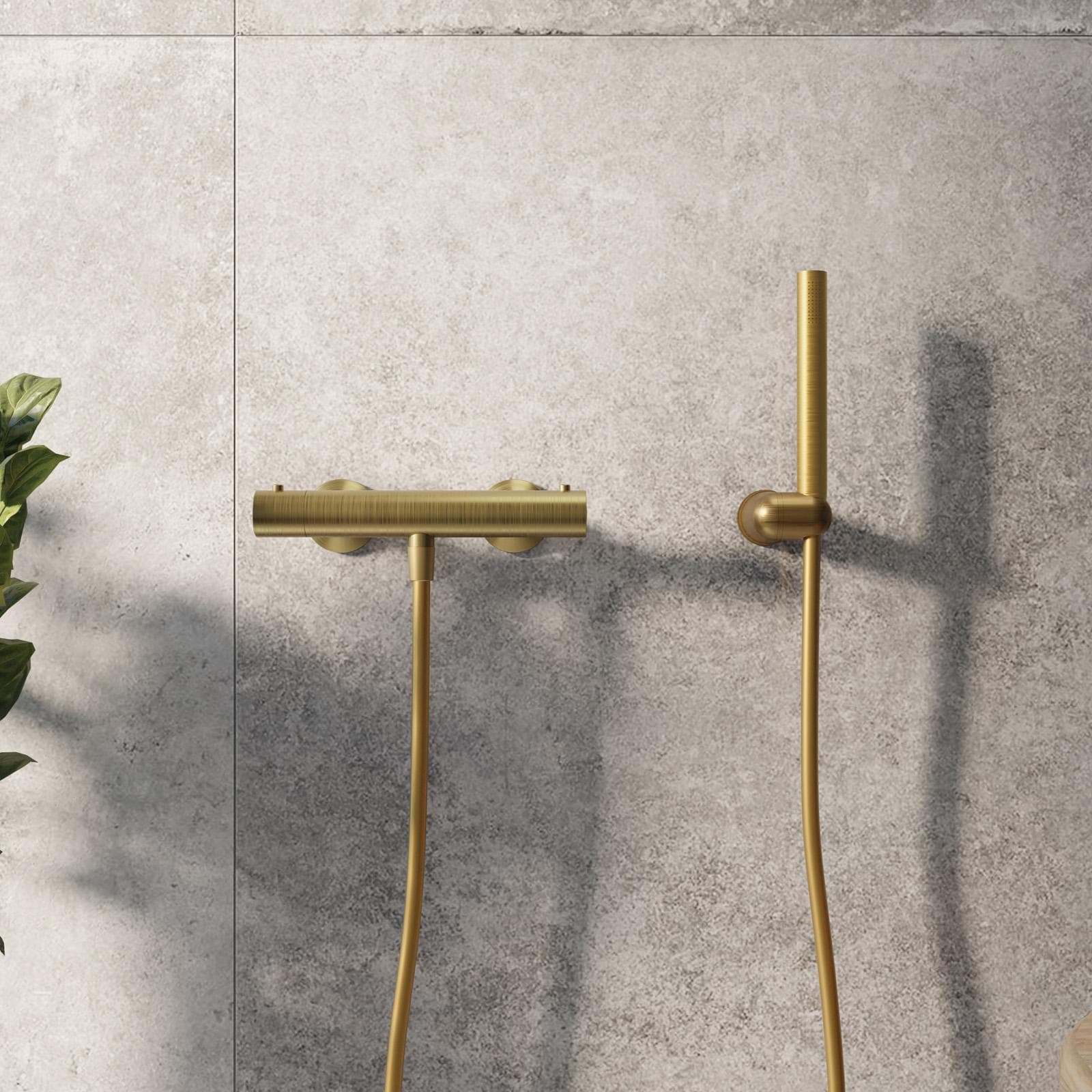 Set esterno doccia termostatico e doccino oro spazzolato – Lir
