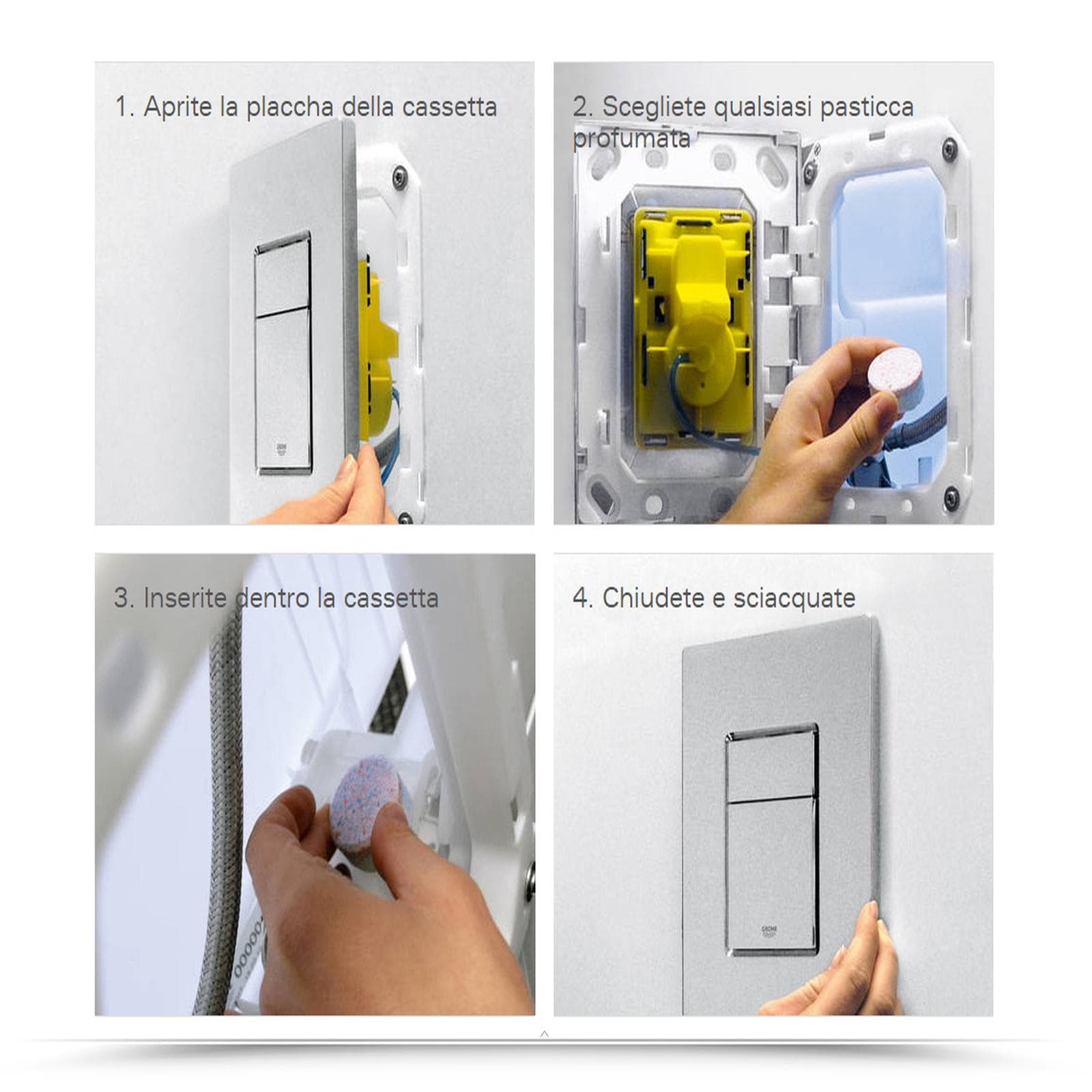 Set Fresh Piastra di azionamento ad incasso Grohe con alloggio per pastiglie detergenti