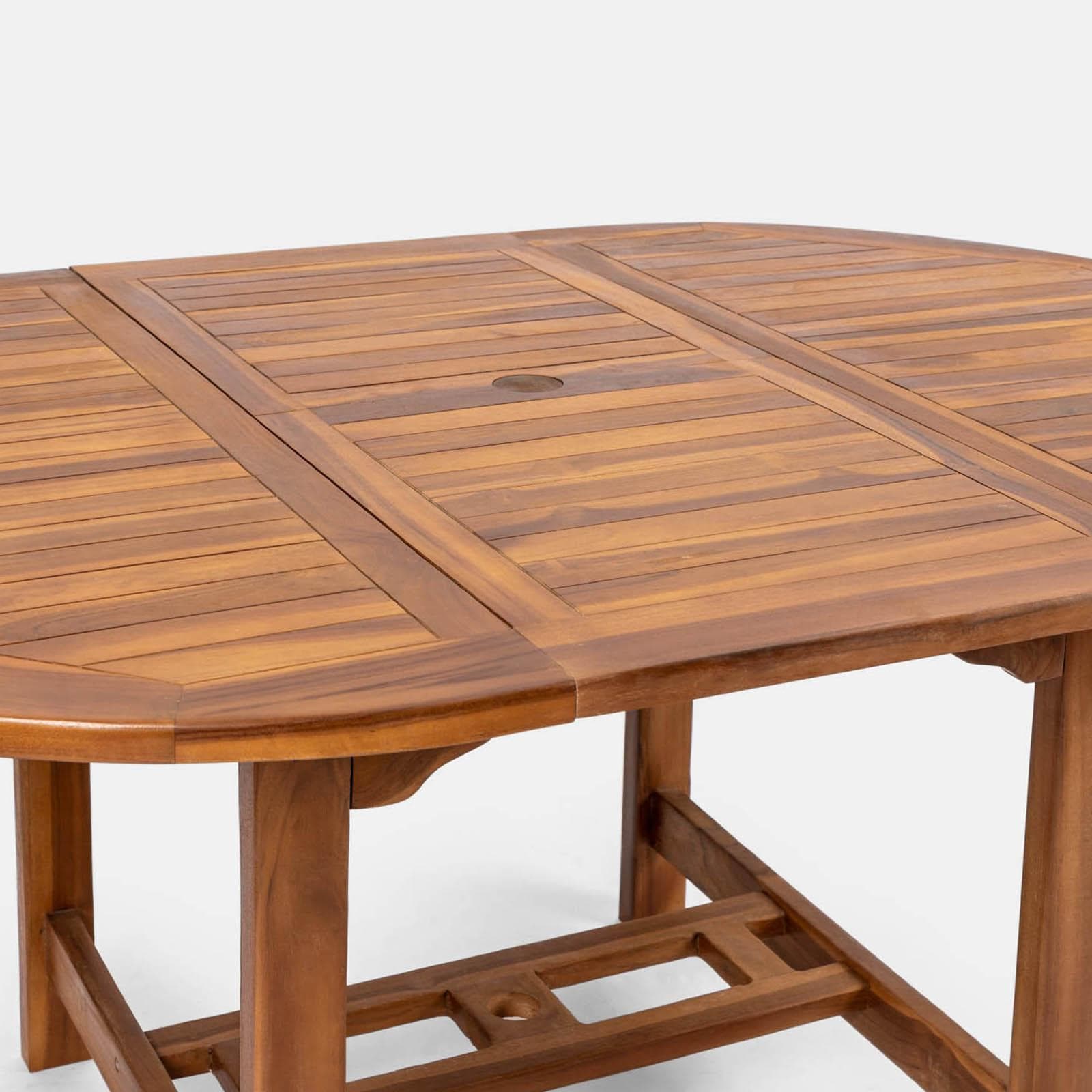 Set pranzo tavolo 120/170x120 cm e 4 sedie pieghevoli in legno teak - Louis